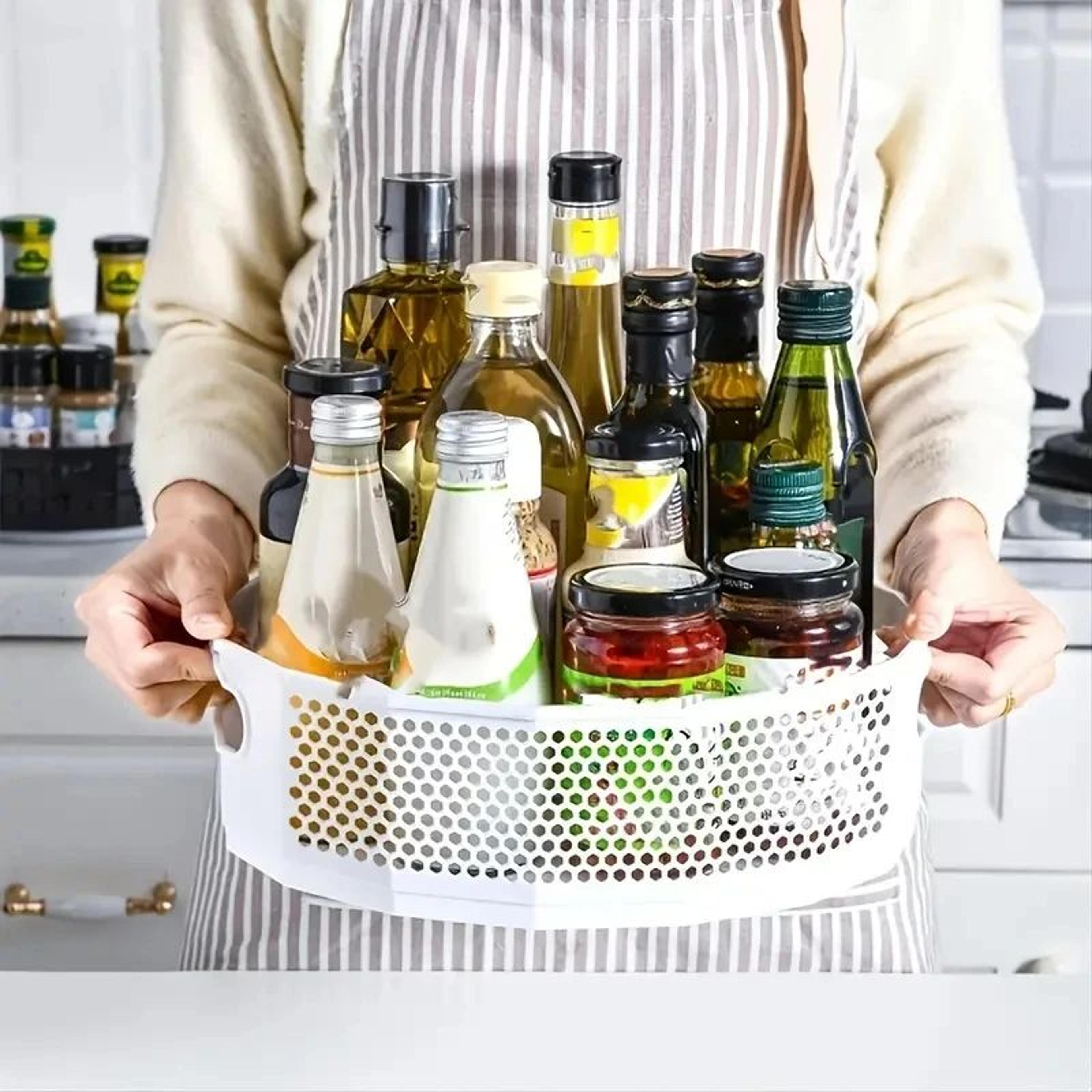 360° rotating storage rack organizer – multi-purpose lazy susan for kitchen, bathroom & countertop