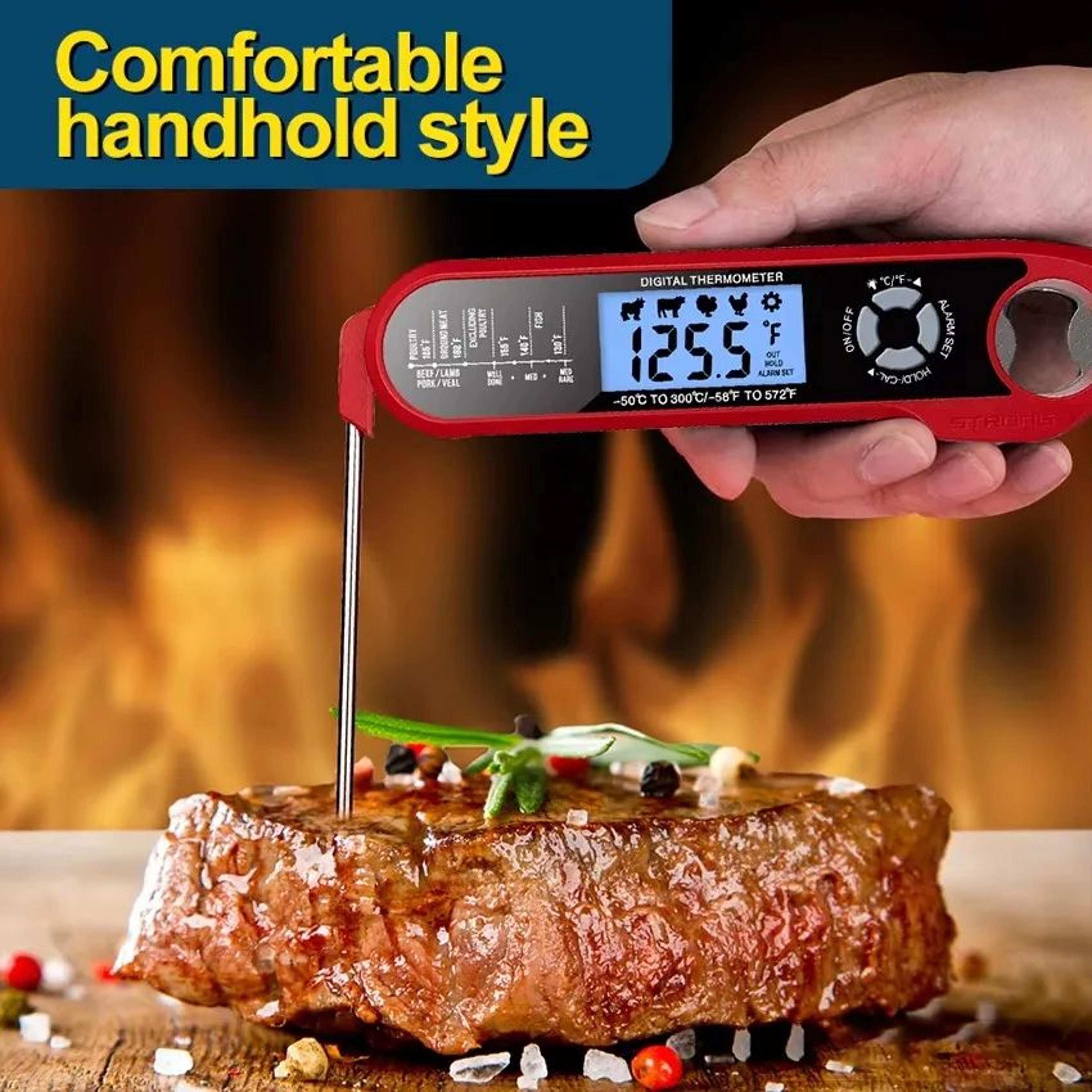 dual-probe digital meat thermometer with waterproof design, rotating lcd screen & smart temperature alarm