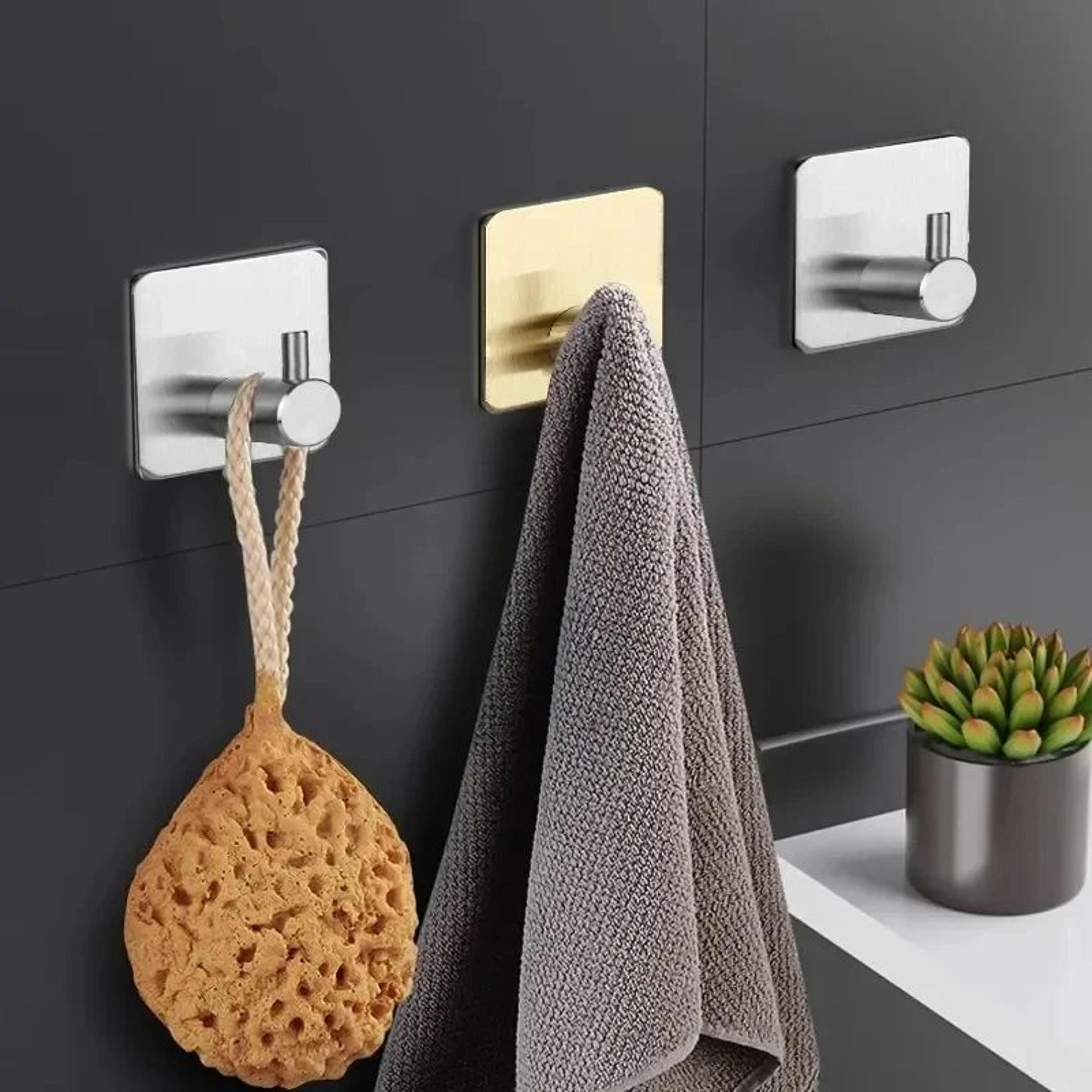 stainless steel self-adhesive wall hooks – heavy-duty waterproof towel & clothes holder rack (no-drill)