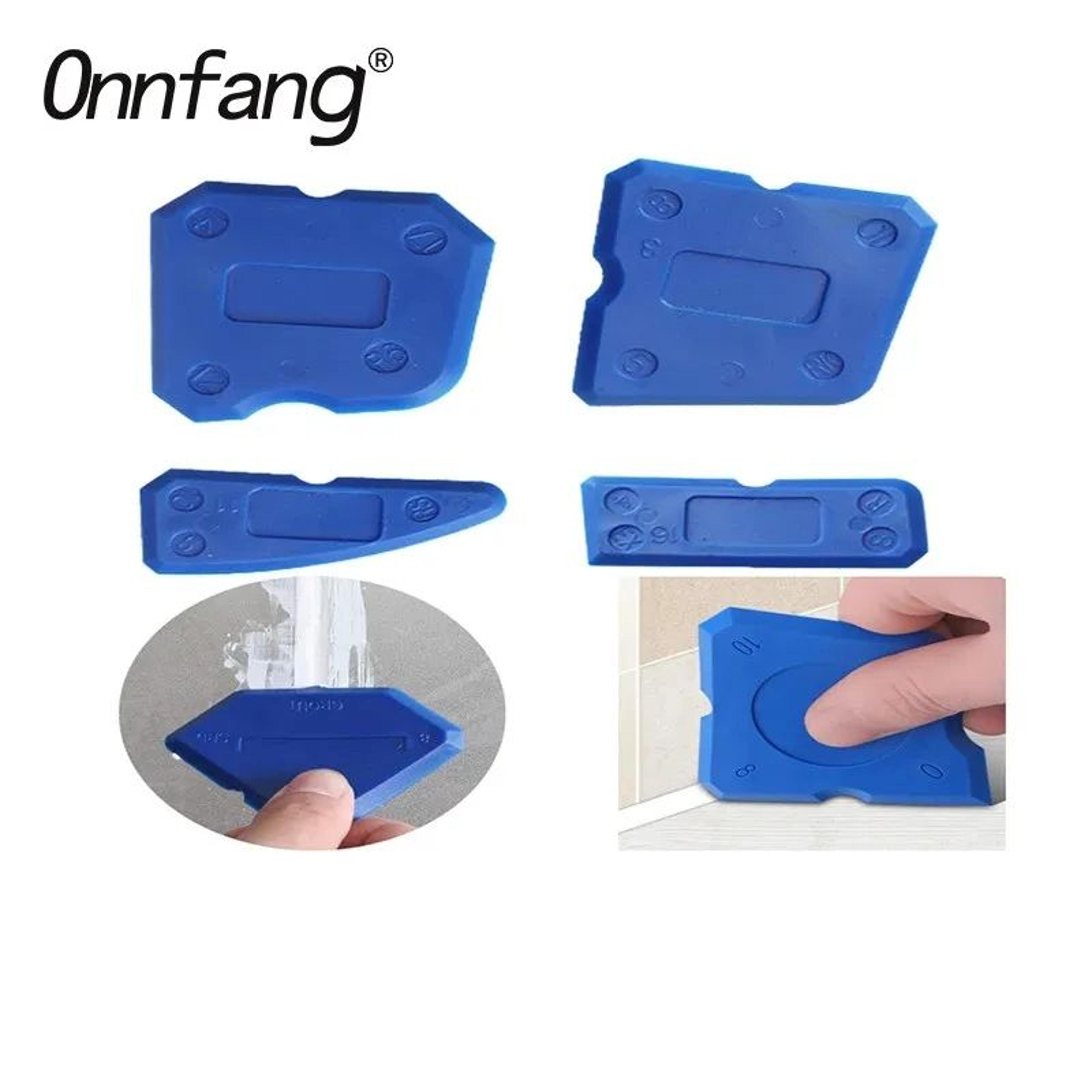 4 pcs silicone caulking scraper tool set – reusable sealant finishing & grout removal spatula kit