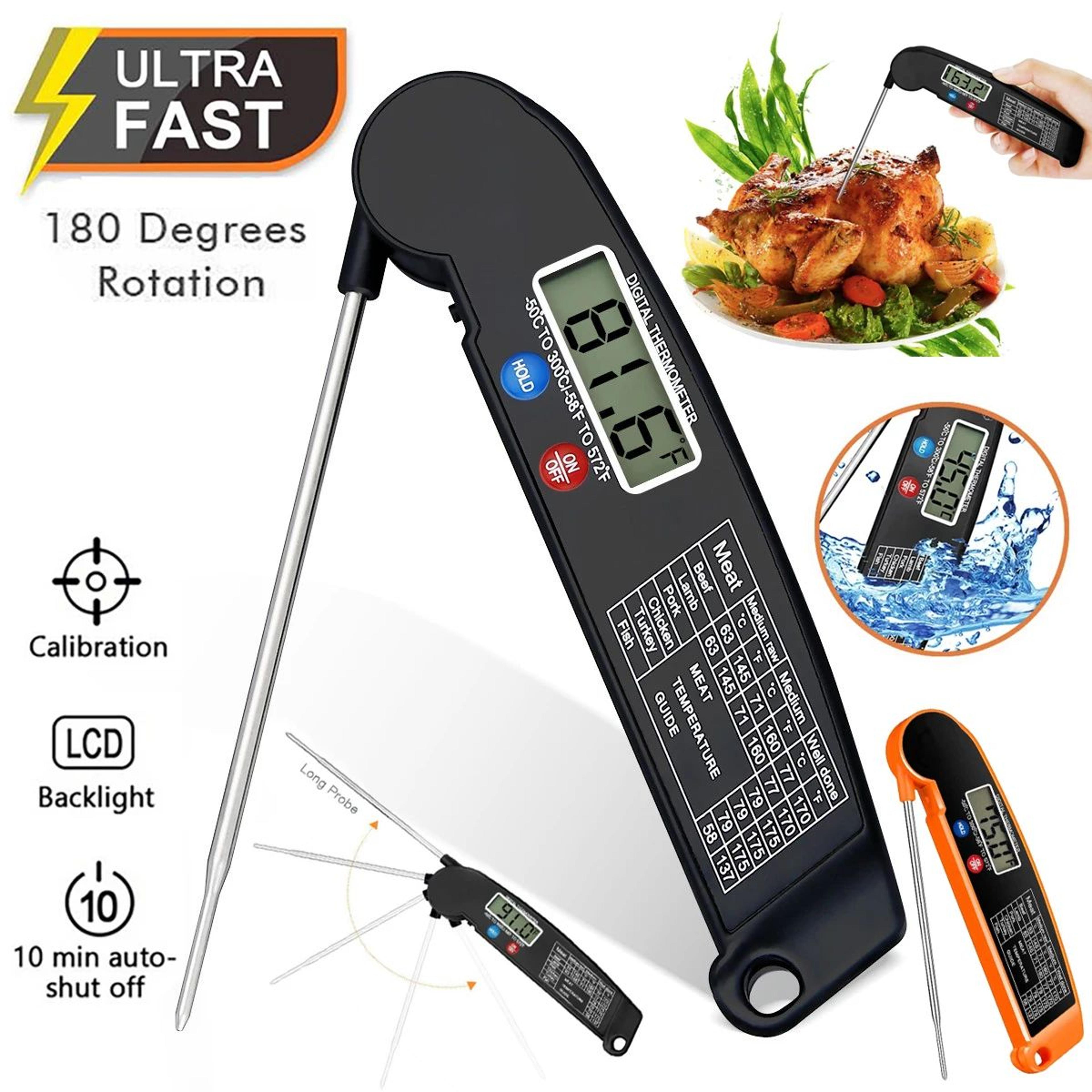 instant read digital meat thermometer – foldable probe bbq & cooking temperature tool with lcd display
