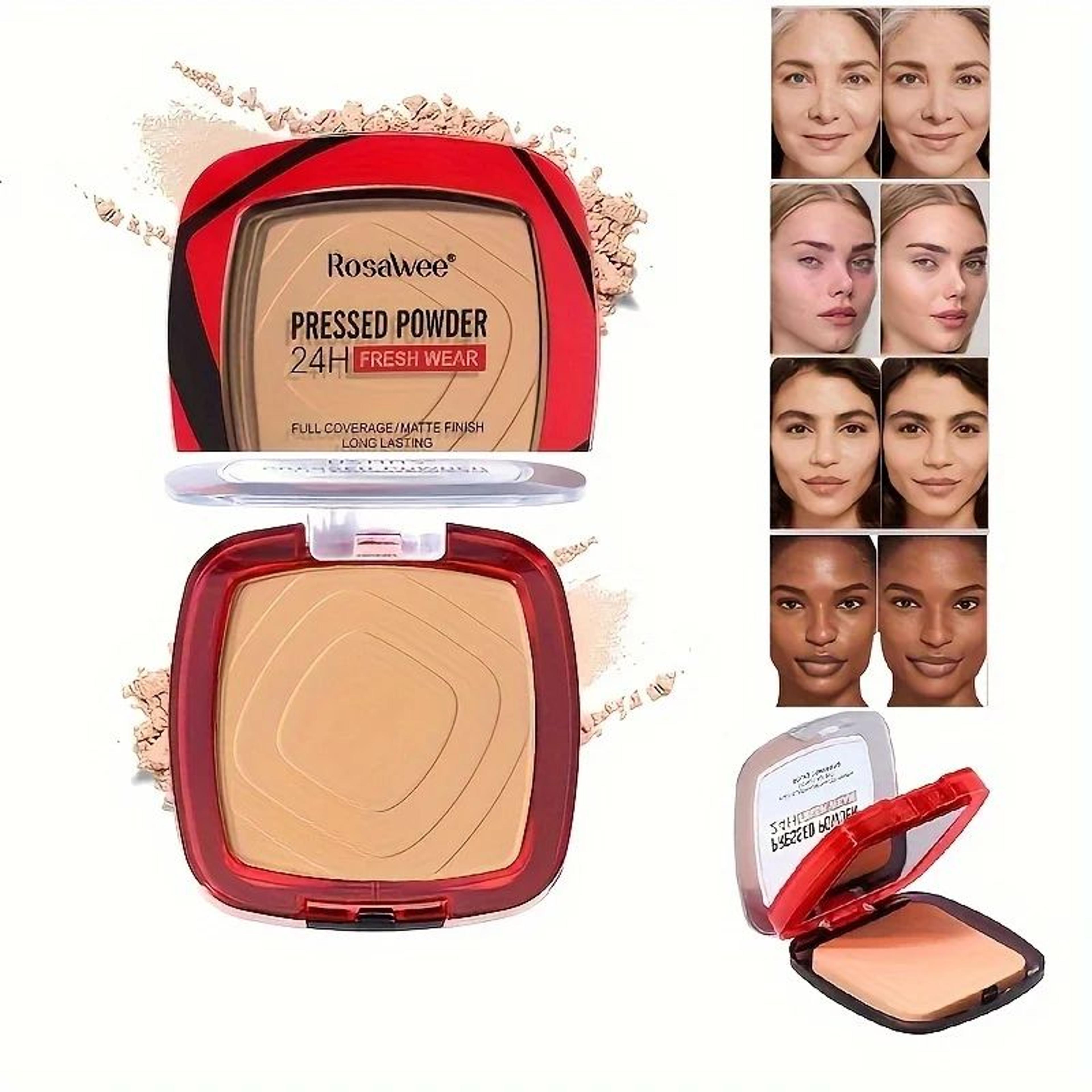 flawlessmatte 24h pressed powder foundation – full coverage weightless finishing powder with puff