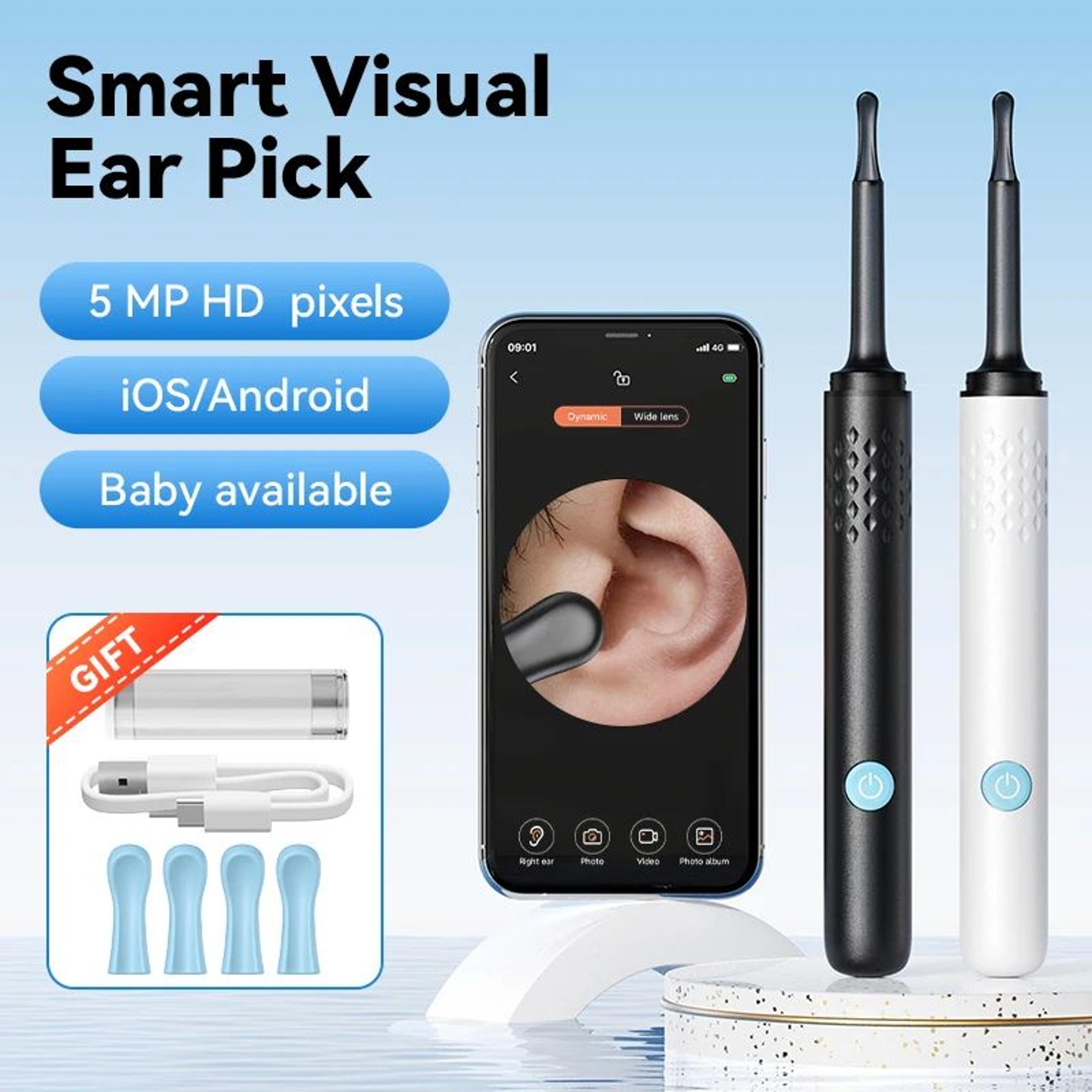 clearview wifi ear cleaner camera – hd otoscope ear wax removal tool with led lights