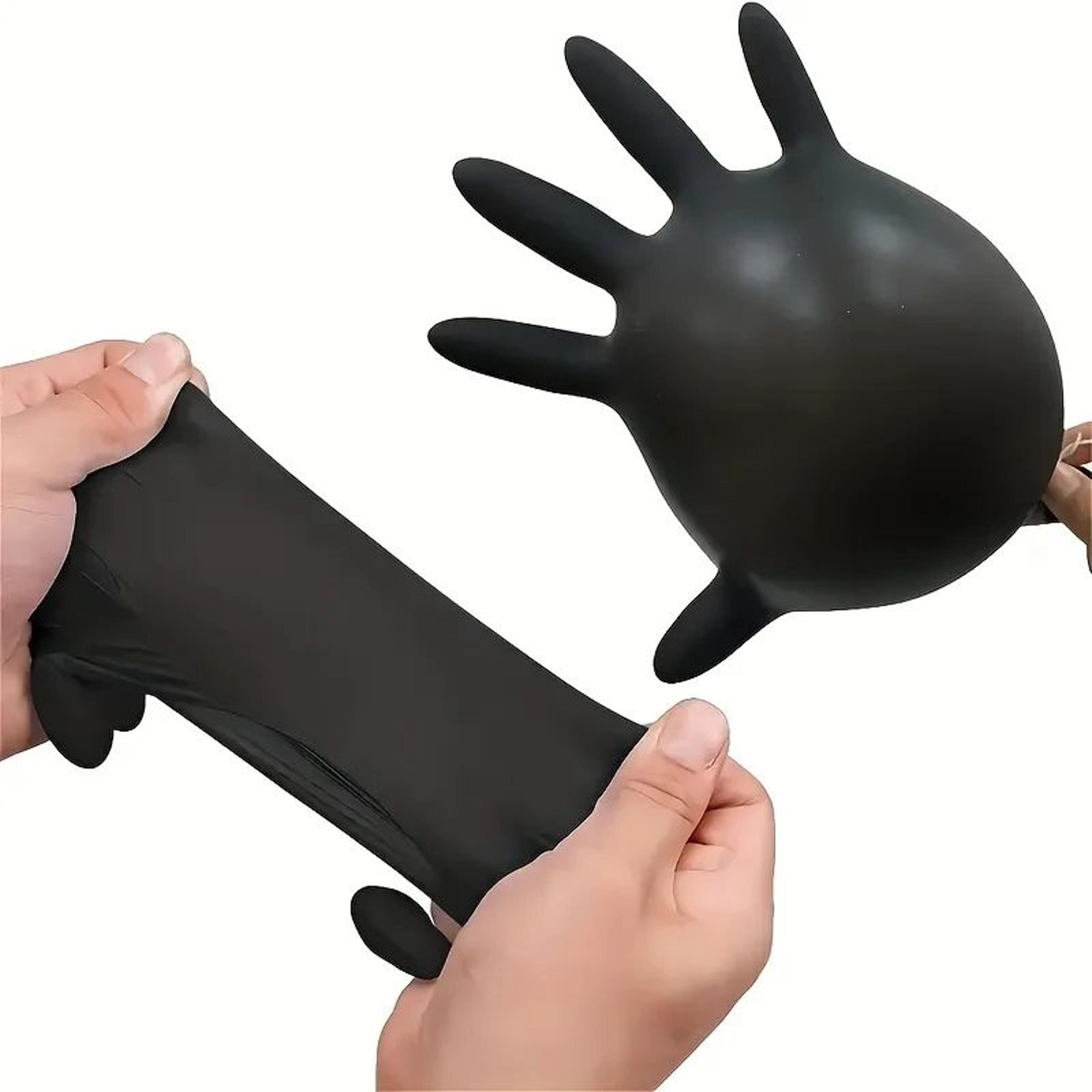 black nitrile disposable gloves – thickened waterproof cleaning, tattoo & hairdressing gloves
