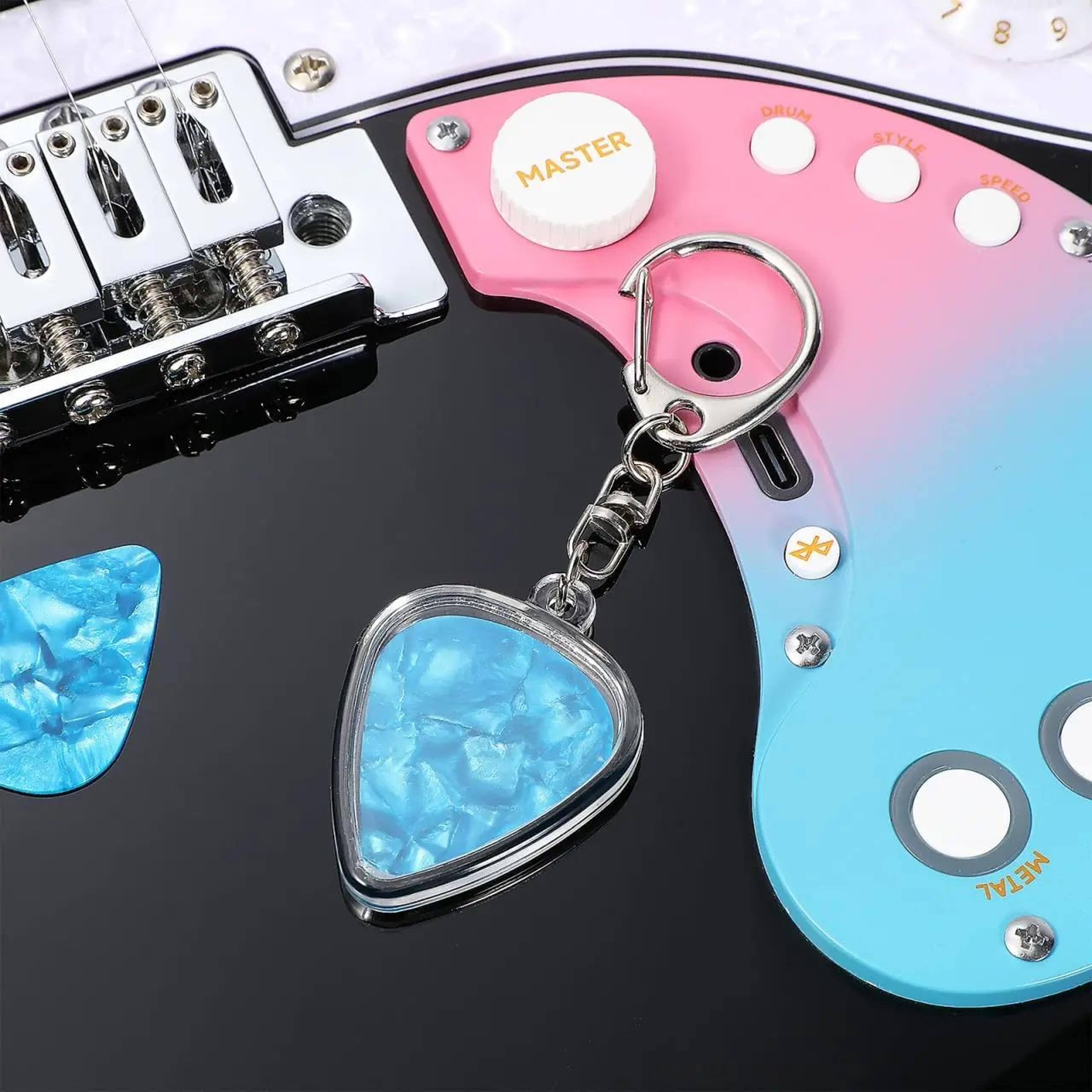 heart-shaped guitar pick holder keychain – acrylic pick case organizer with secure lid for musicians
