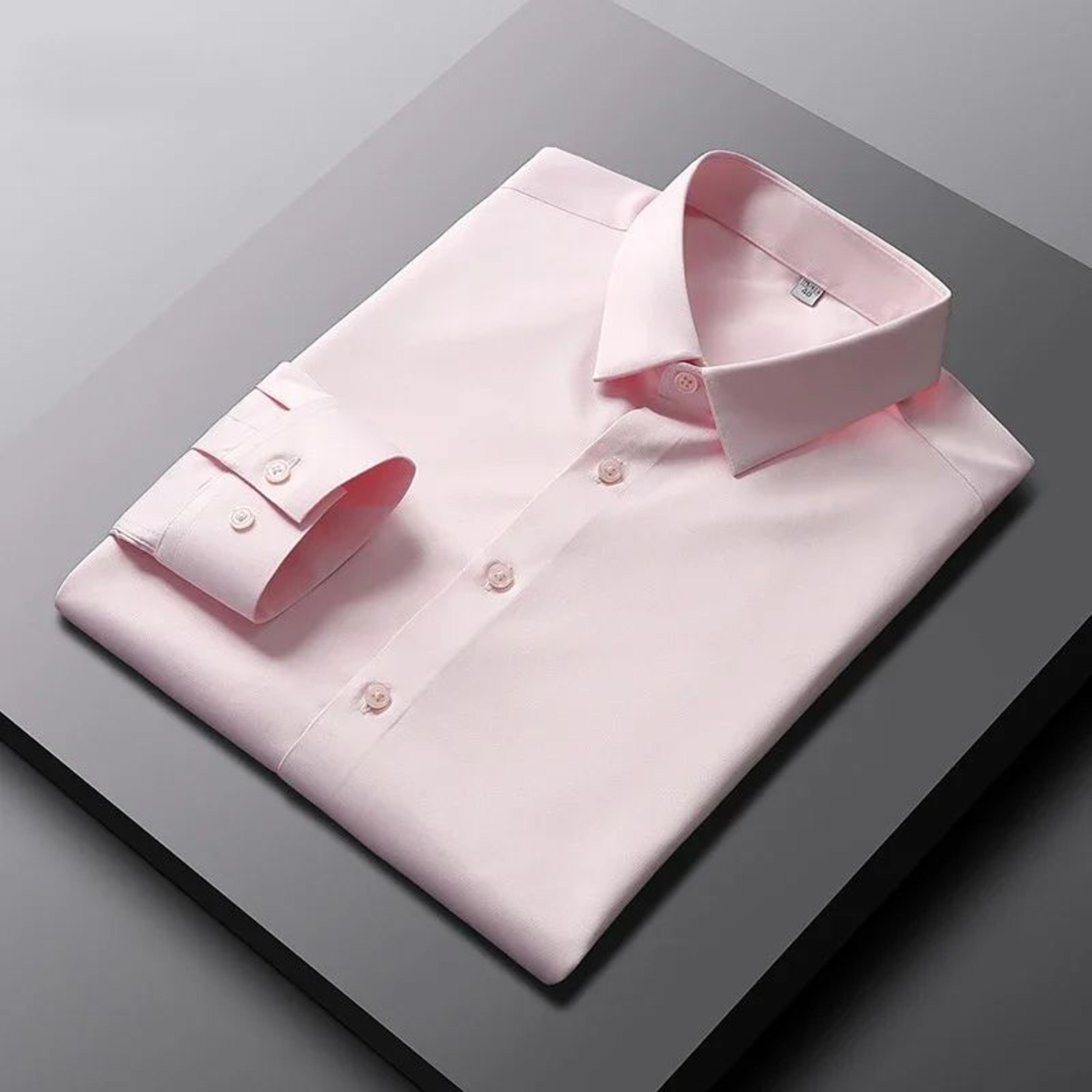 men's long sleeve casual shirt – wrinkle-resistant non-iron solid business casual button-up shirt