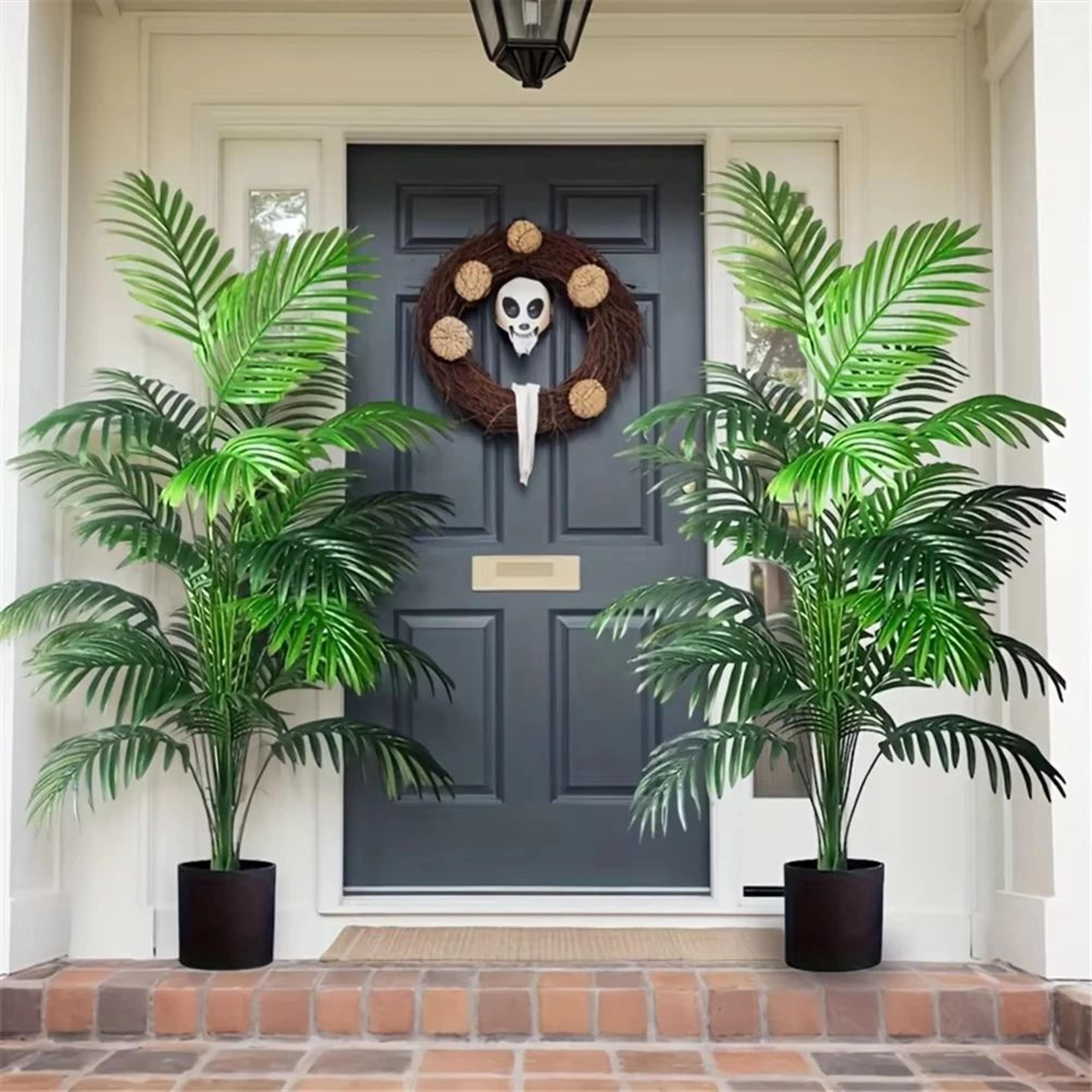 artificial areca palm plant – faux indoor tree decor 24 leaves fake plant in pot for home & office decoration