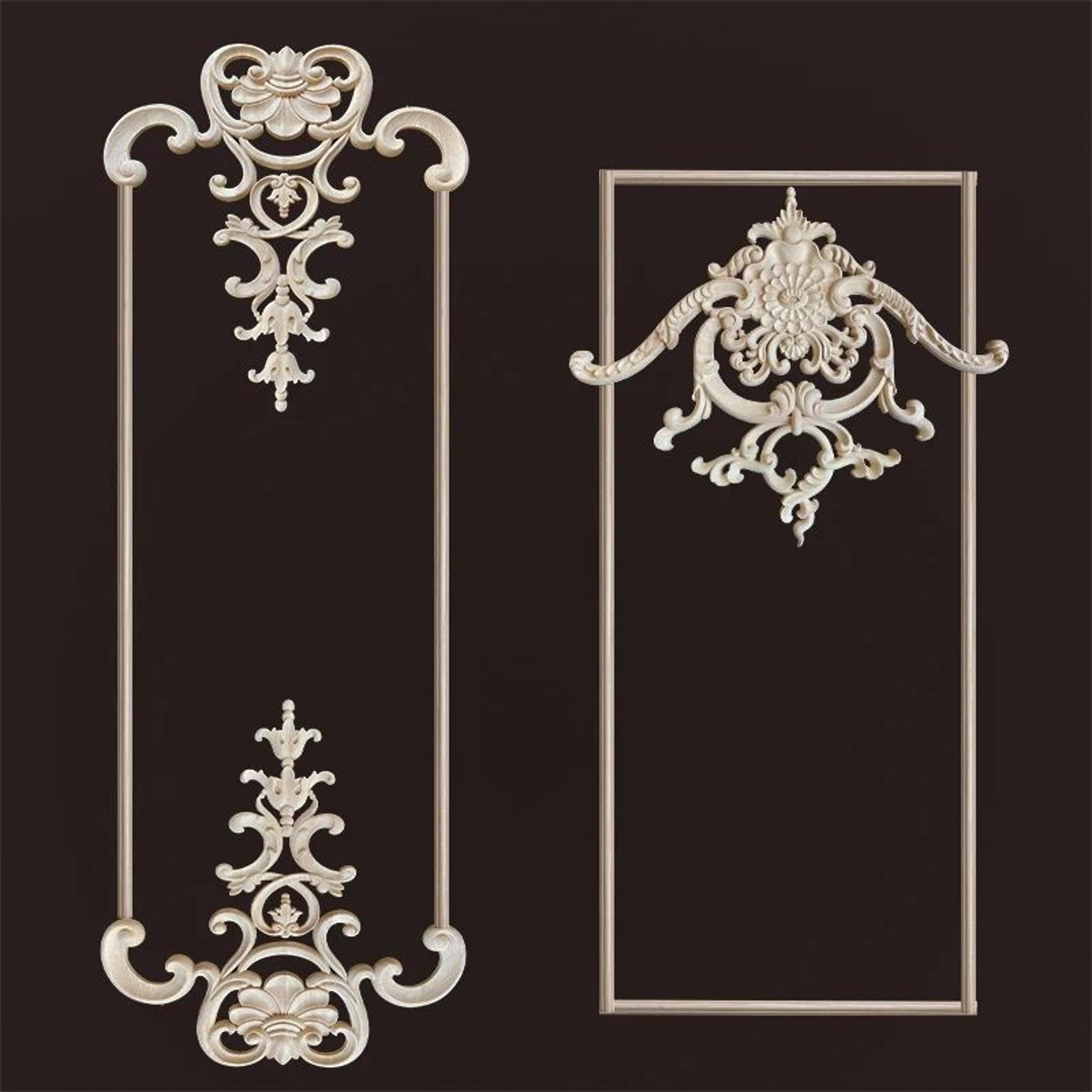 wood corner appliques – carved floral wood onlays for furniture & wall decor diy vintage trim