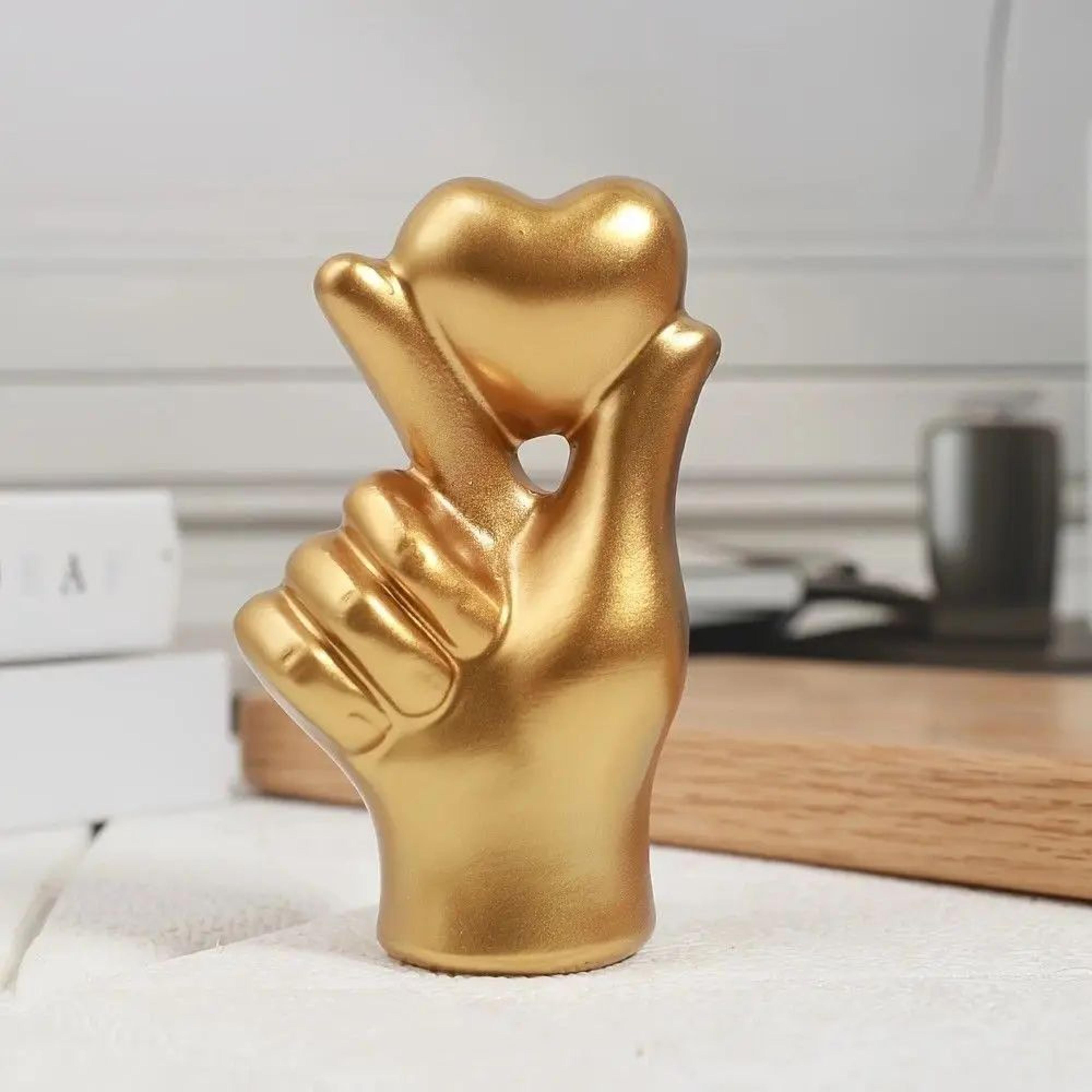 valentine's resin love gesture ornament – romantic hand sculpture modern desktop home decor