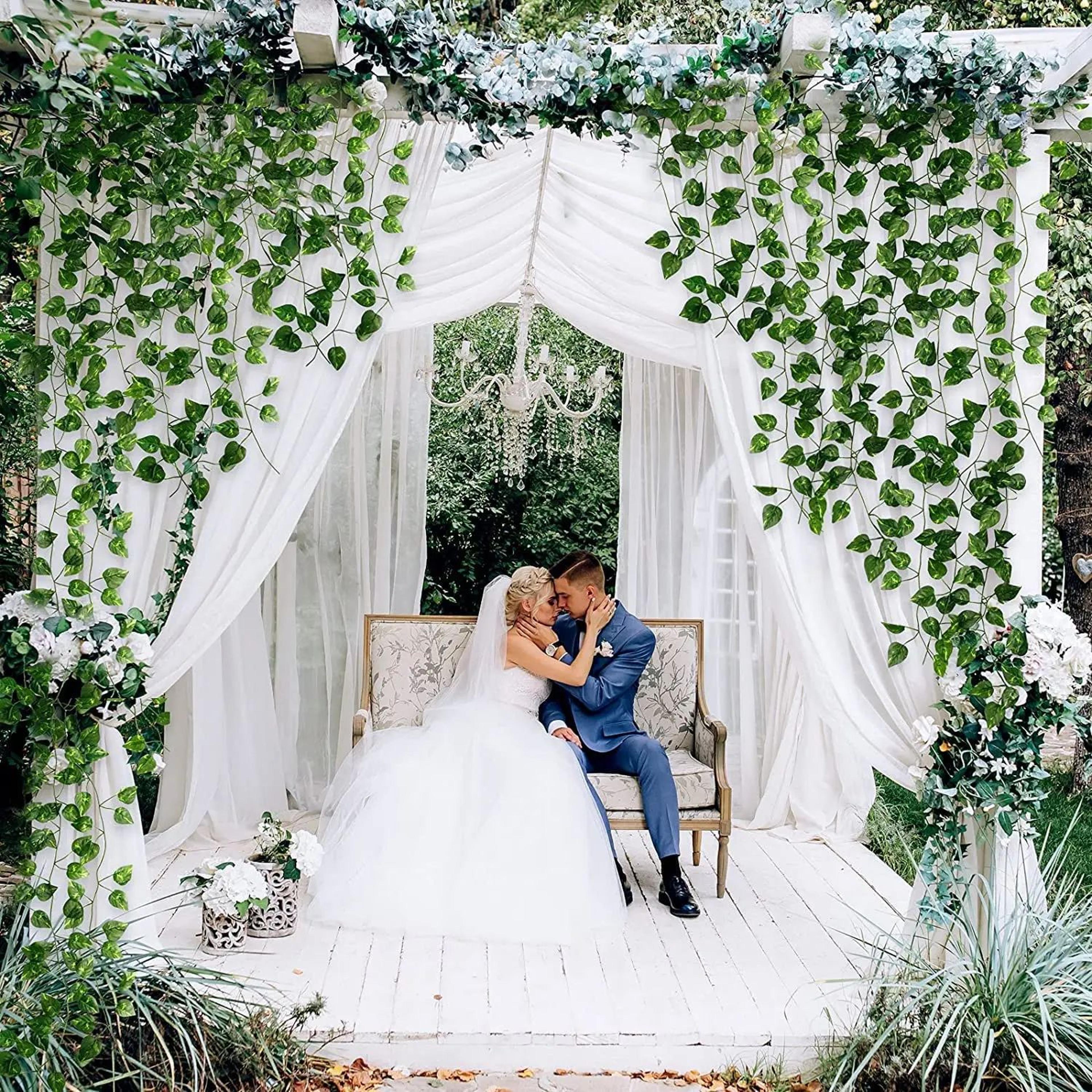 artificial ivy leaves garland – realistic hanging greenery vine for wedding, party & home decor