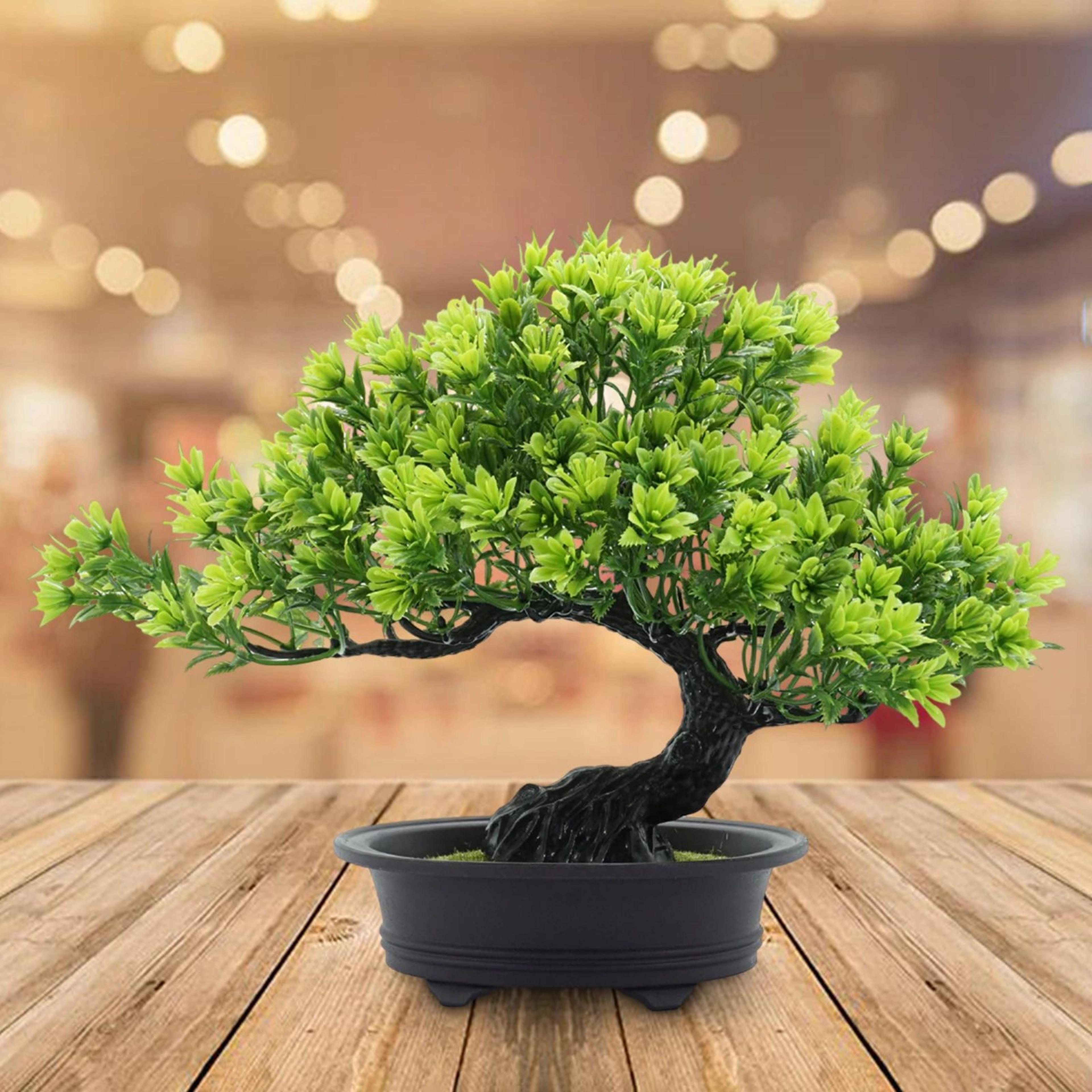 artificial japanese pine bonsai tree – realistic indoor desk plant for home & office decor