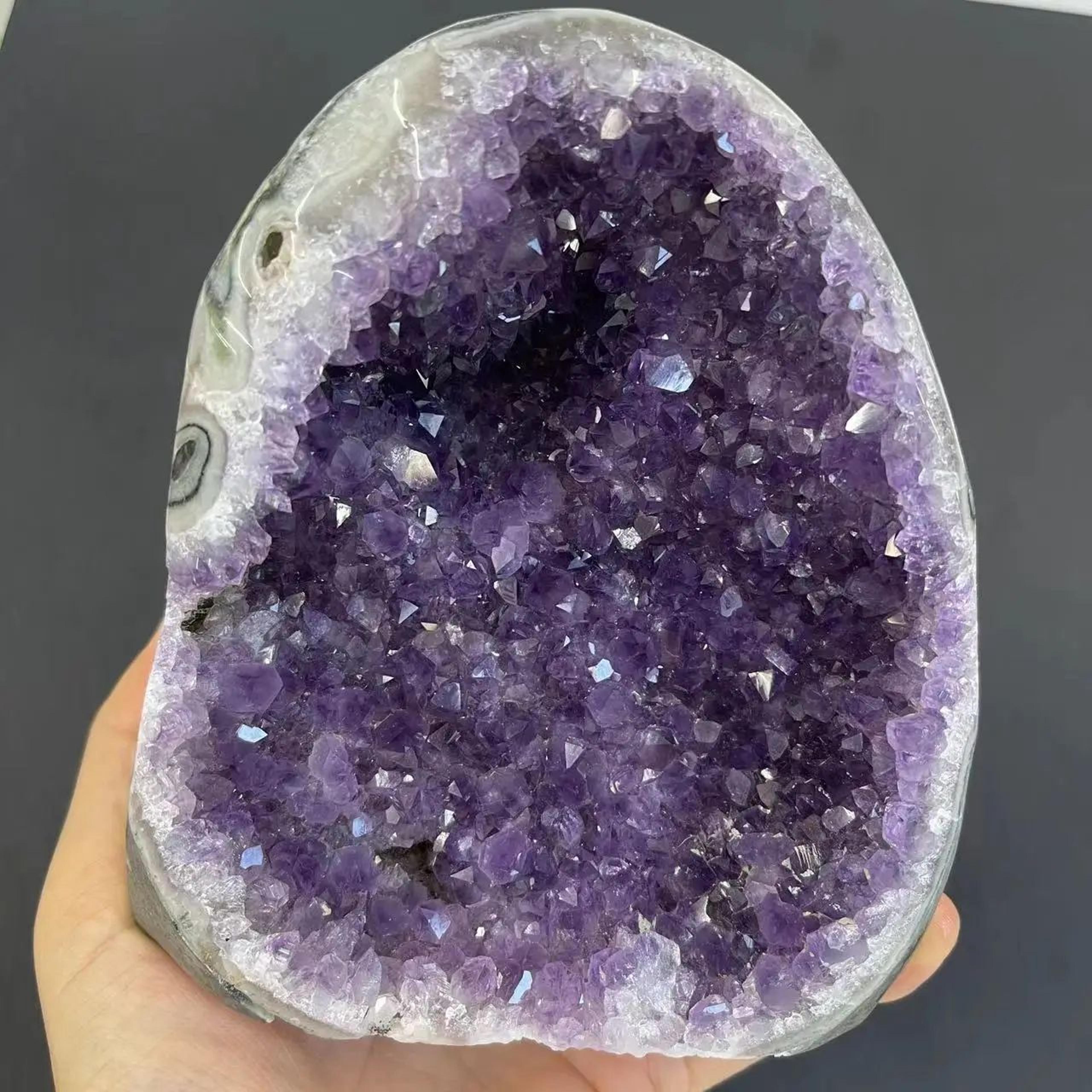 uruguay amethyst crystal cluster – natural quartz geode healing stone for chakra, reiki & home decor