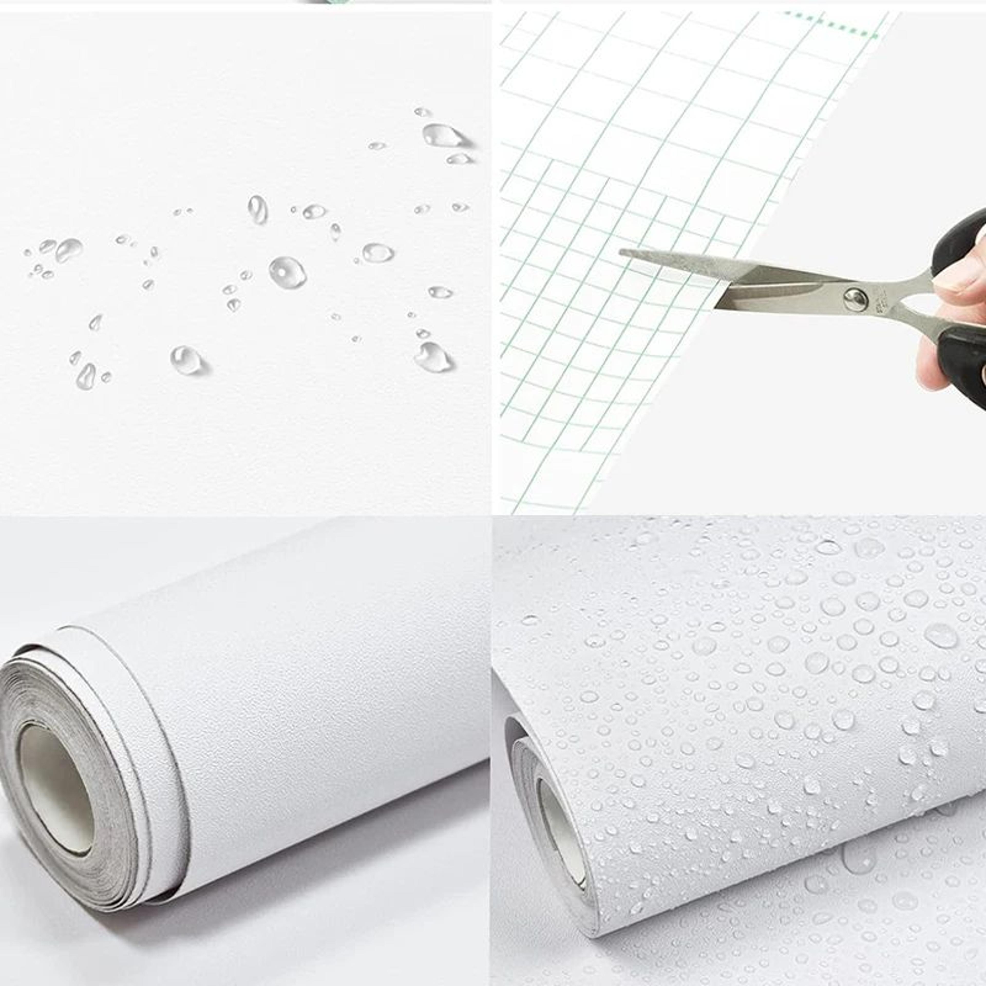 waterproof matte white peel & stick wallpaper – self-adhesive vinyl contact paper for walls & furniture