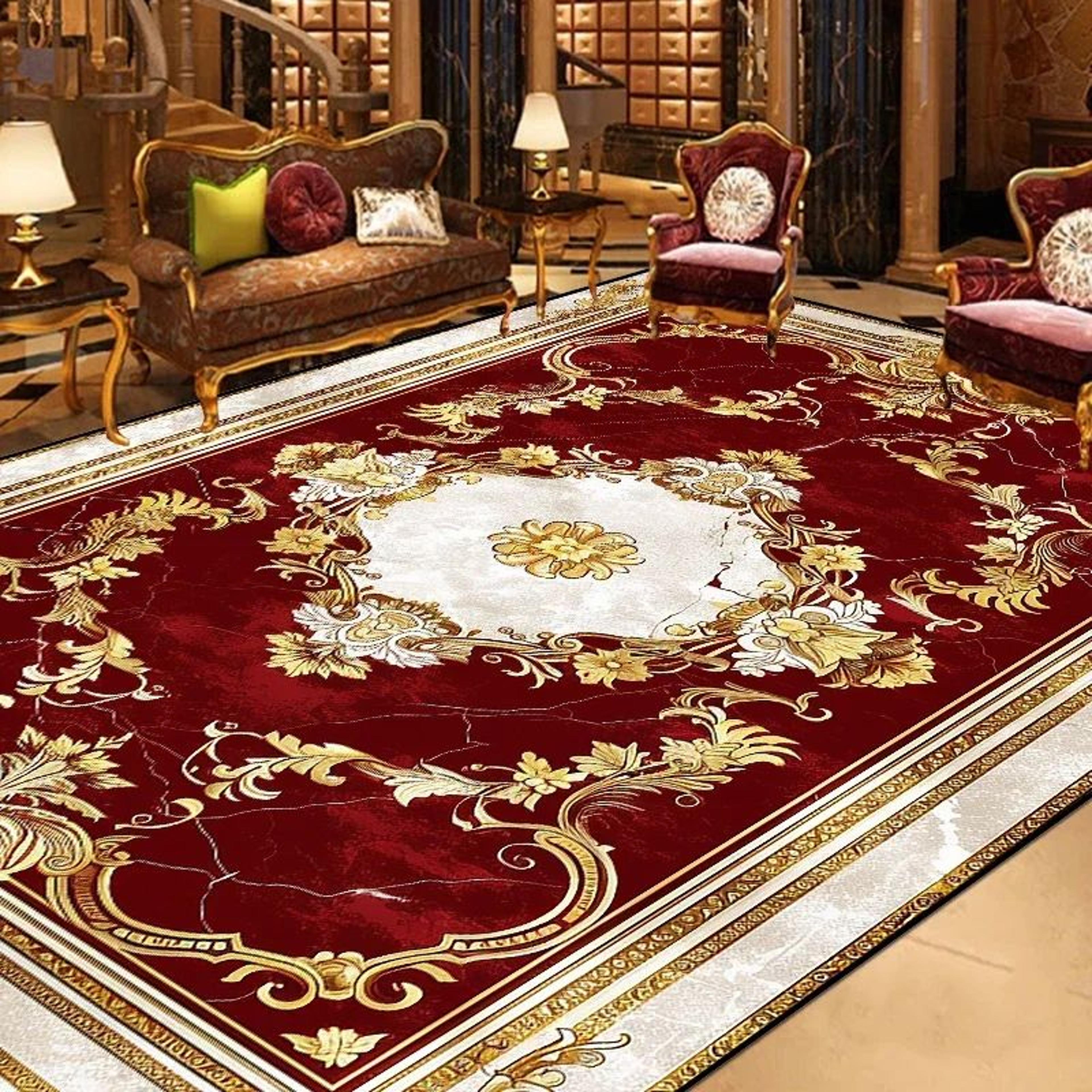 vintage luxe non-slip european area rug – soft washable decorative carpet for living room & bedroom