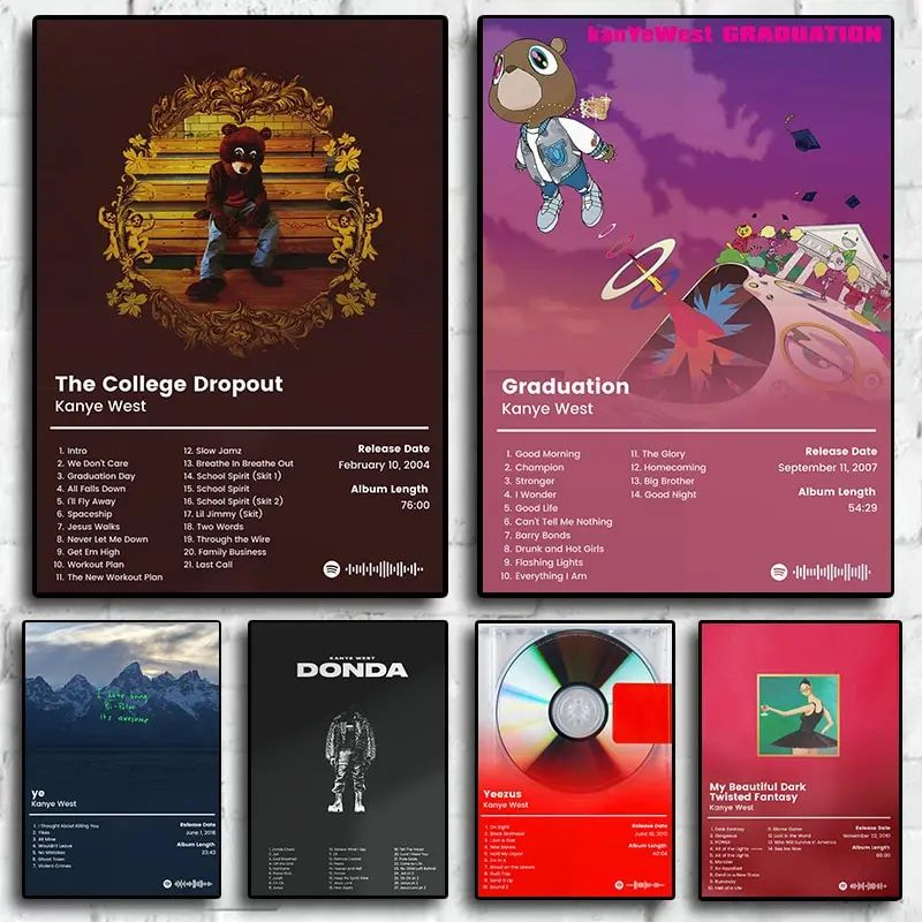 kanye west aesthetic canvas poster – hip hop album wall art decor for room