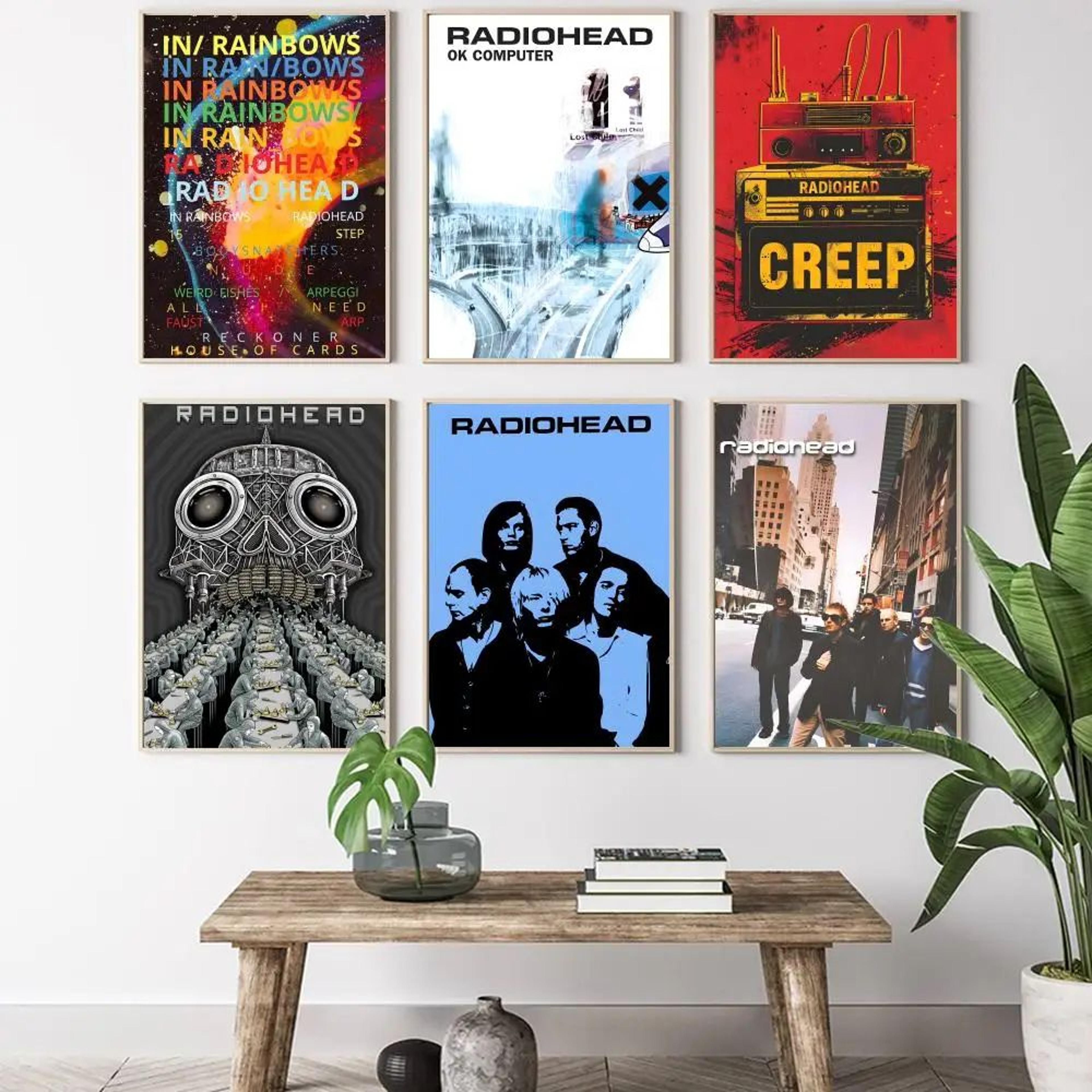 radiohead rainbow canvas poster – aesthetic band calligraphy wall art for room decor