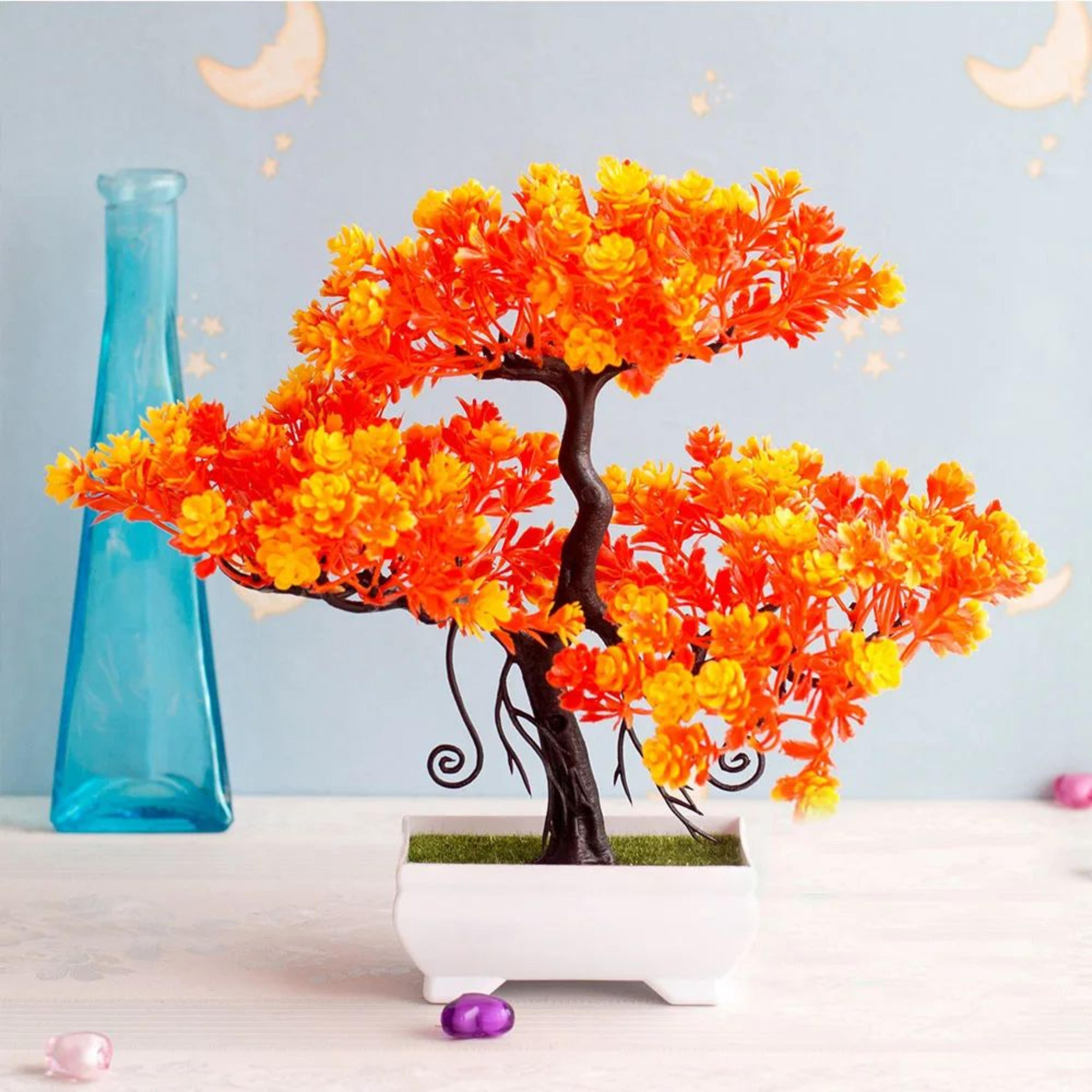 mini artificial bonsai plant – realistic potted fake plant for zen garden & table decor