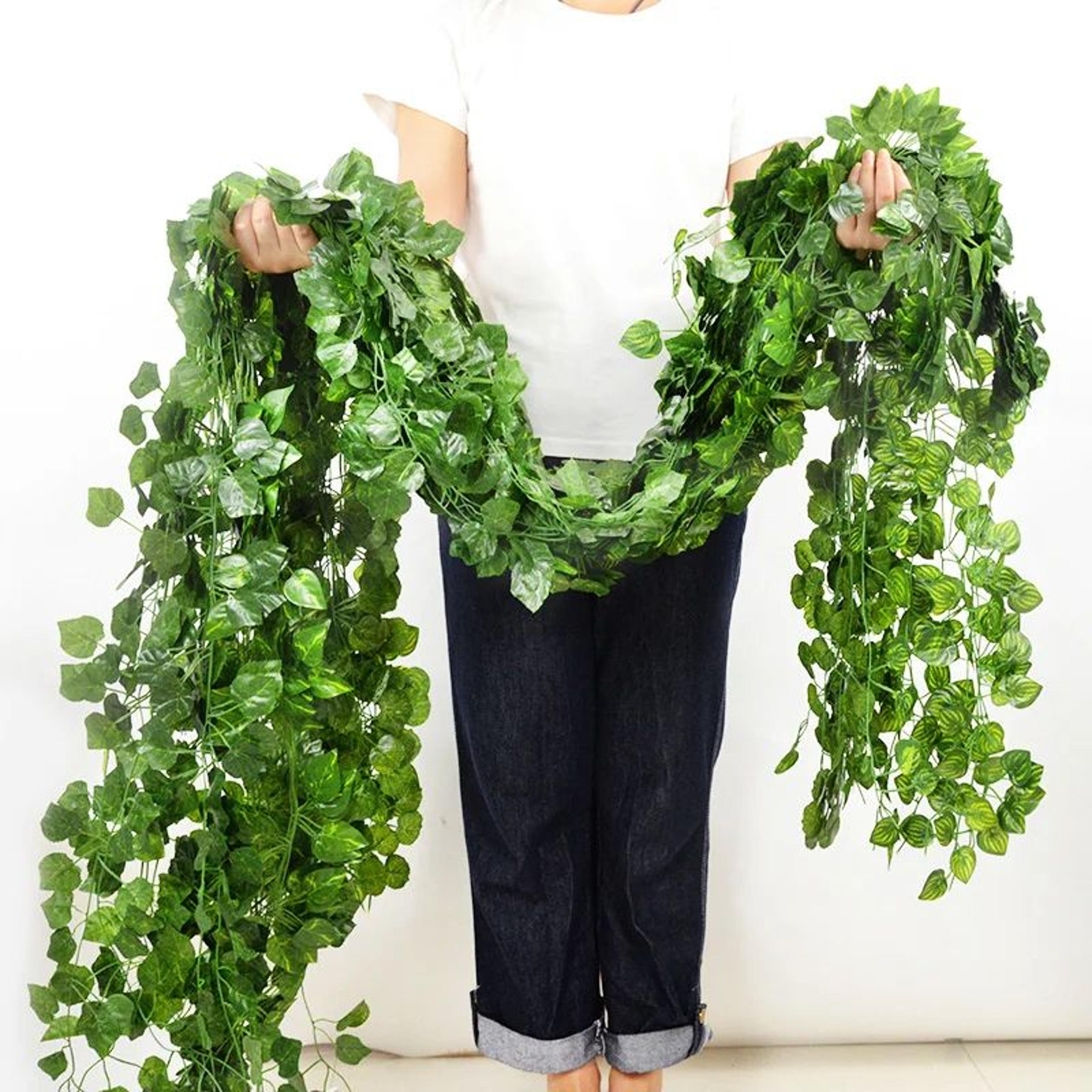 6.89 ft artificial ivy leaf garland – realistic green silk vine for wall, wedding & home decor