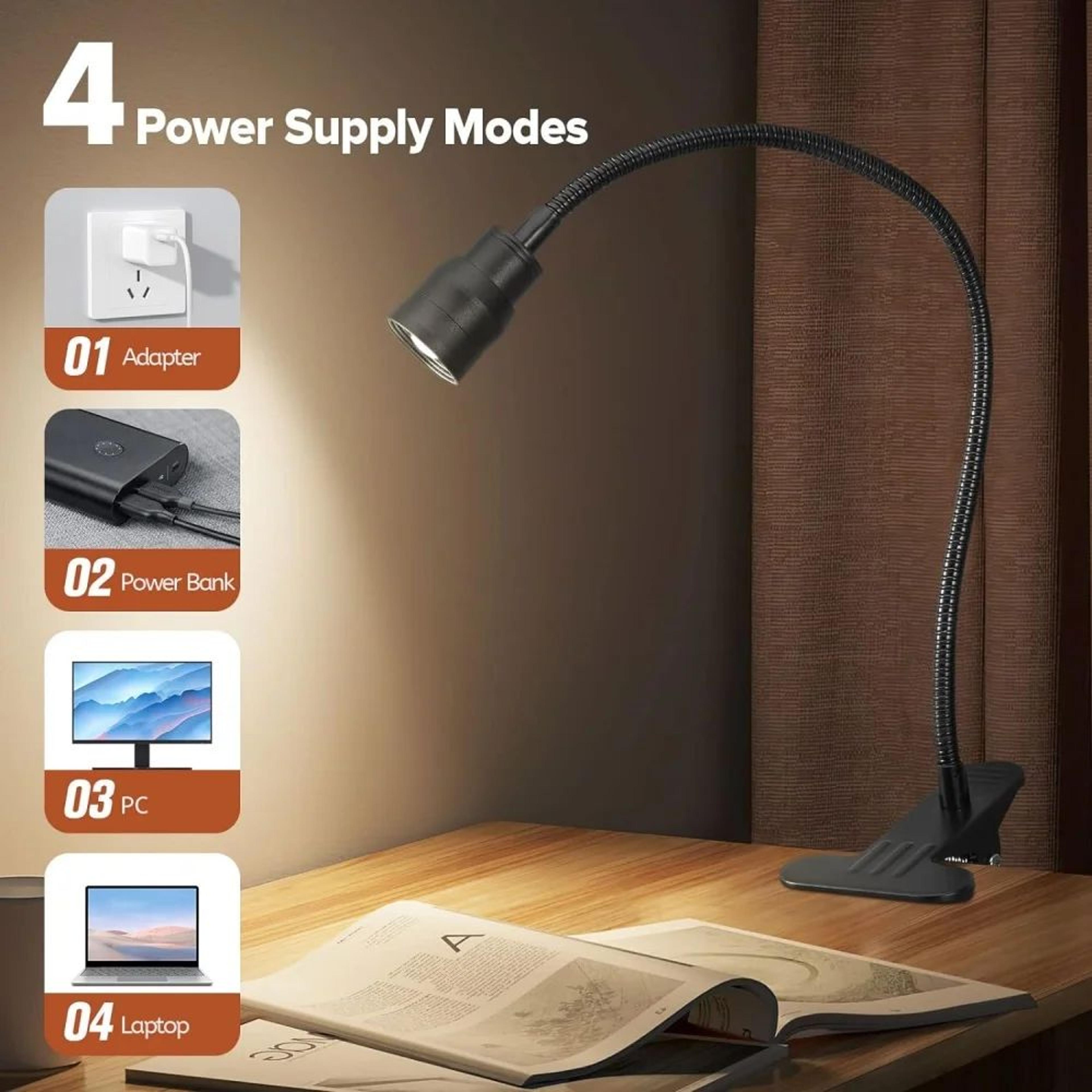 usb led clip-on reading light – dimmable gooseneck book lamp with adjustable brightness