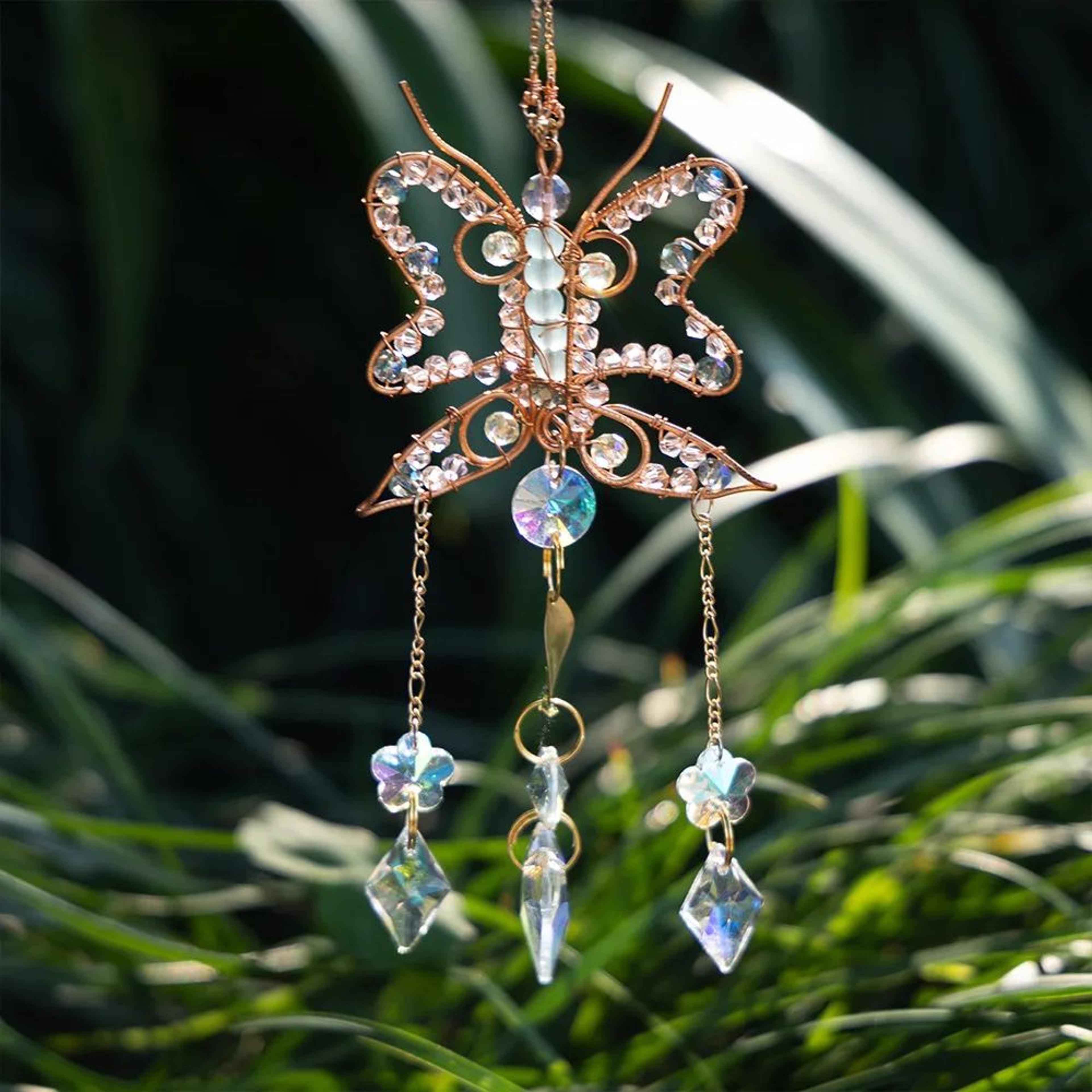 sun & moon crystal wind chime suncatcher – prism hanging decor for bedroom, balcony & garden
