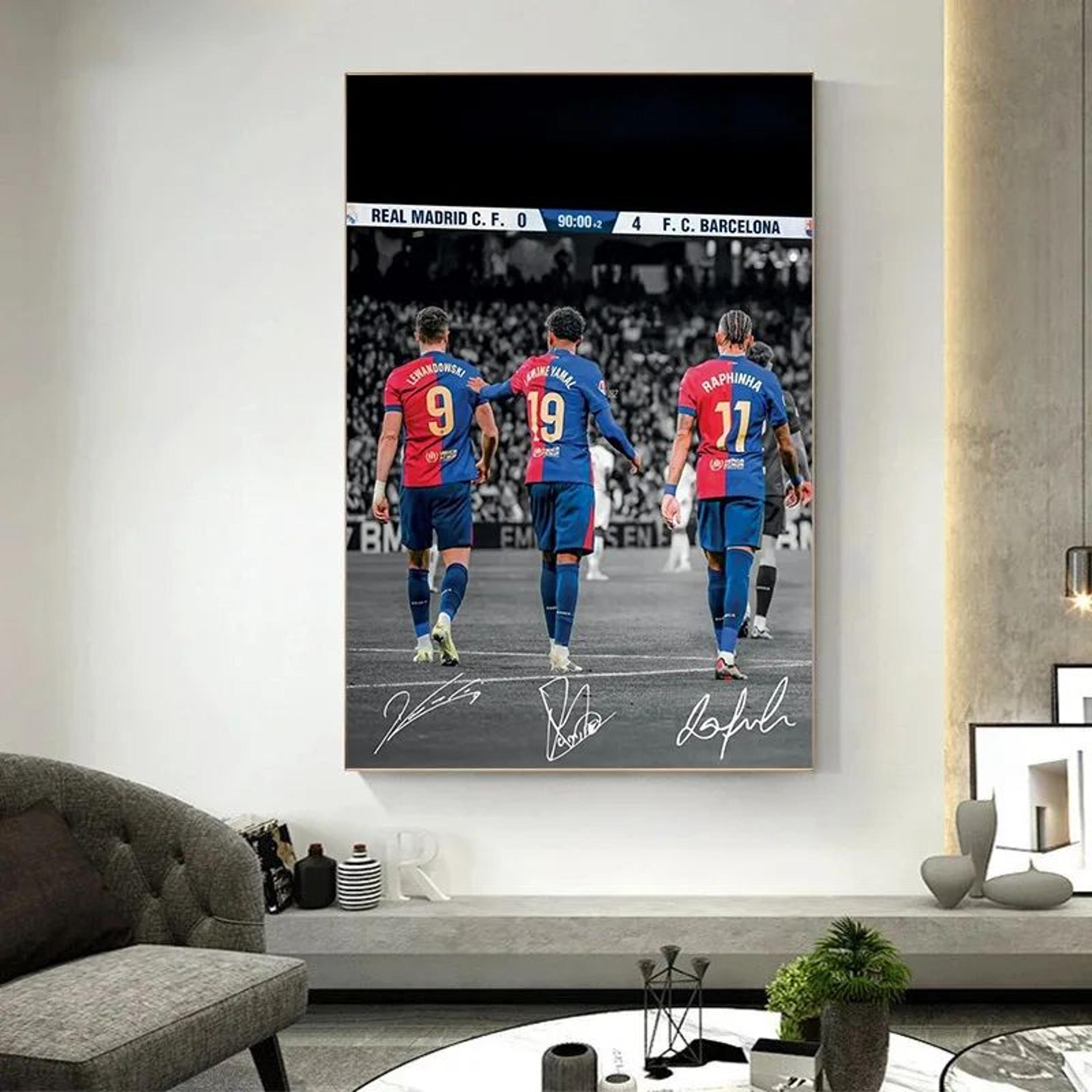 modern soccer player canvas wall art – football athlete highlight poster for room decor