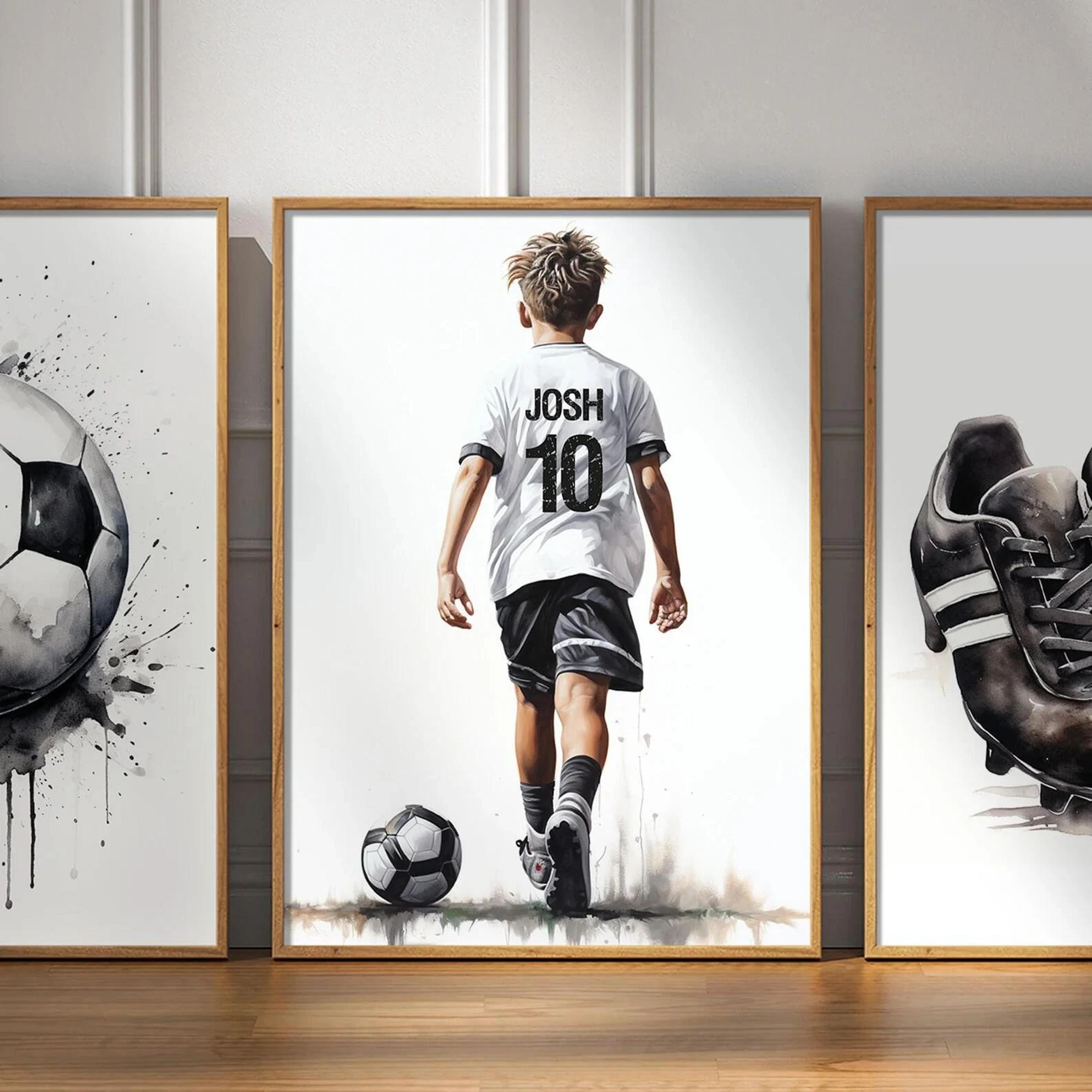 personalized football player canvas poster – custom name sports wall art gift for boys & men