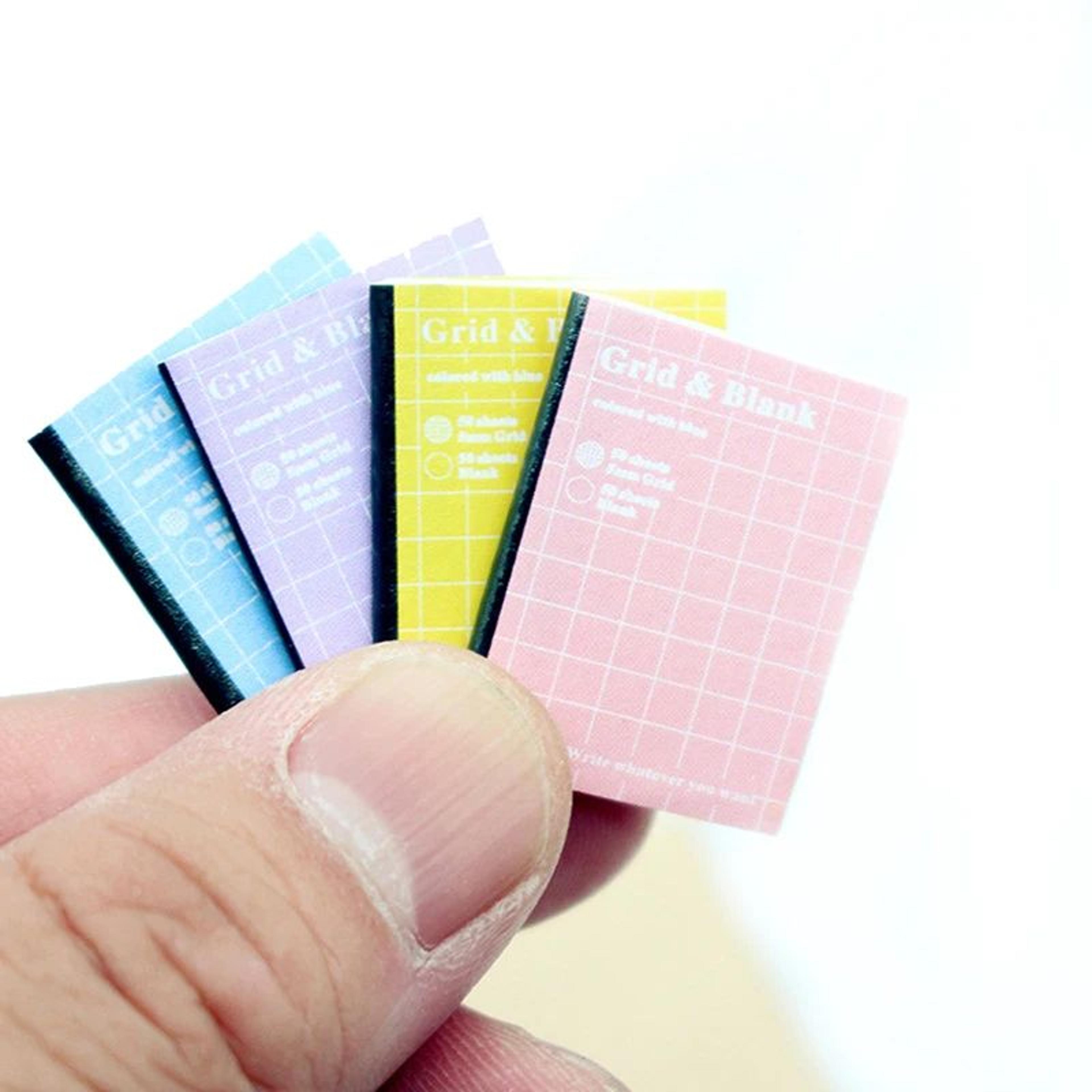 mini dollhouse exercise books set – cartoon study notebook props 4pcs miniature decor