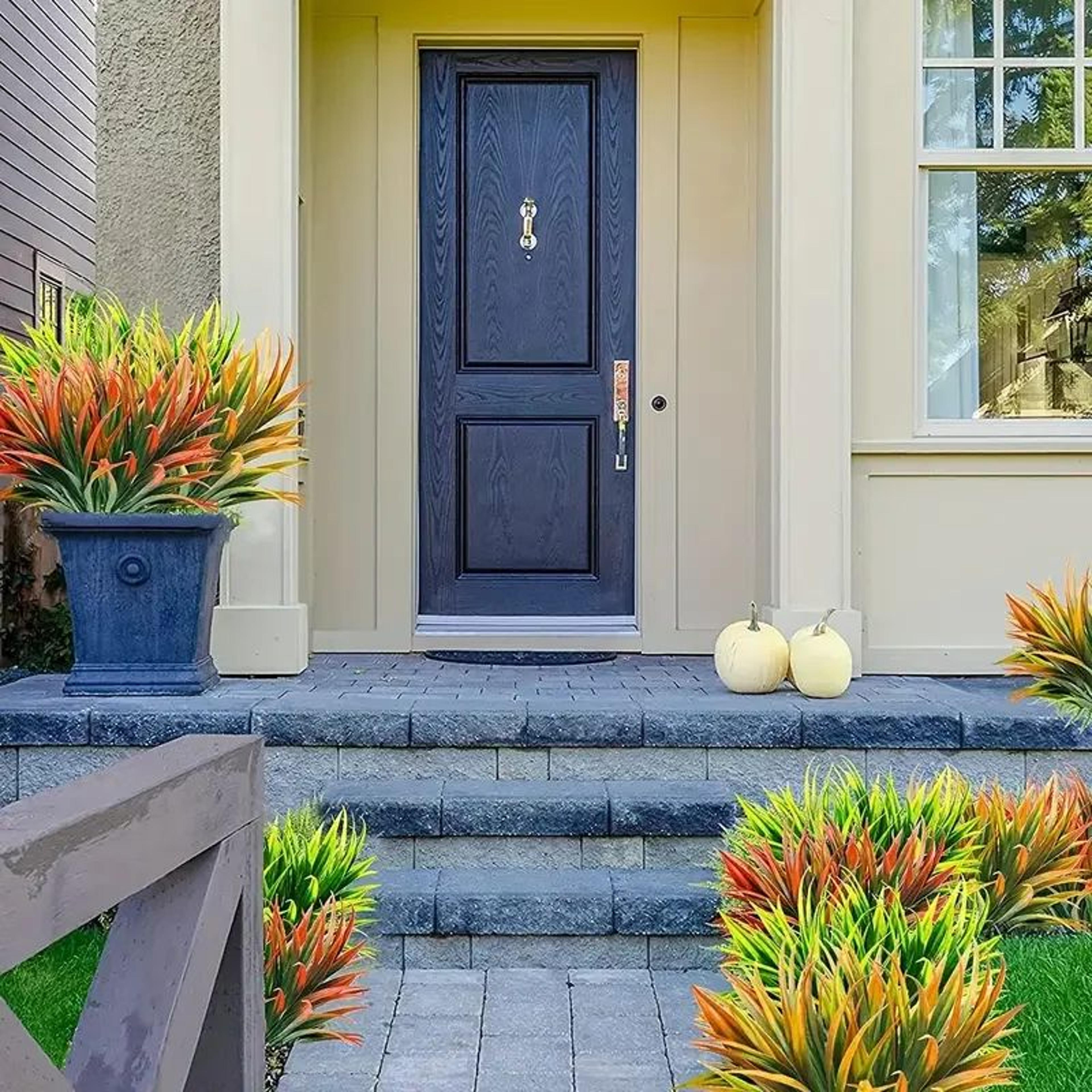 evergreen uv-resistant artificial plants – tall grass, tropical flowers & shrubs for indoor & outdoor decor