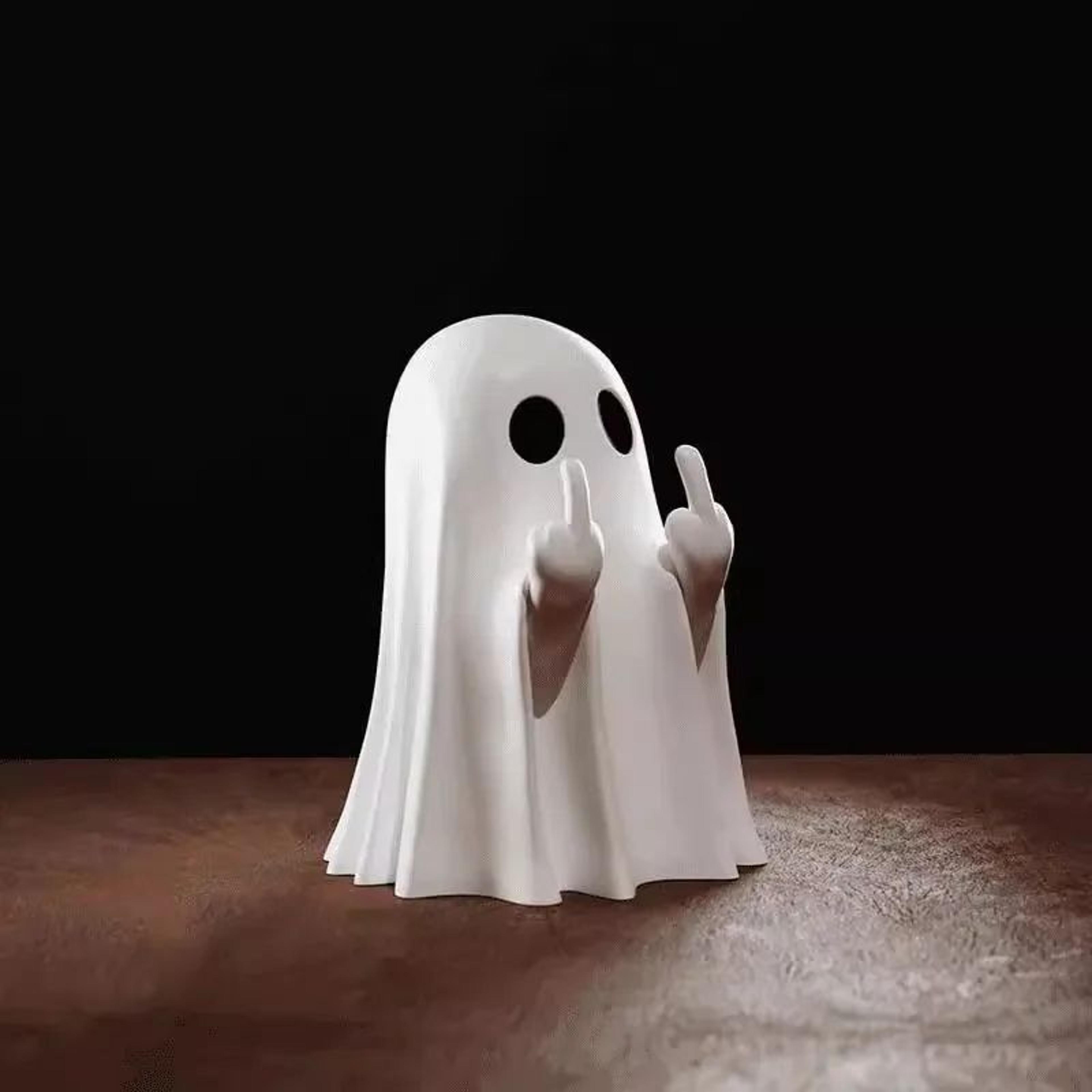 sassy halloween ghost figurine – funny middle finger cute spooky tabletop decor