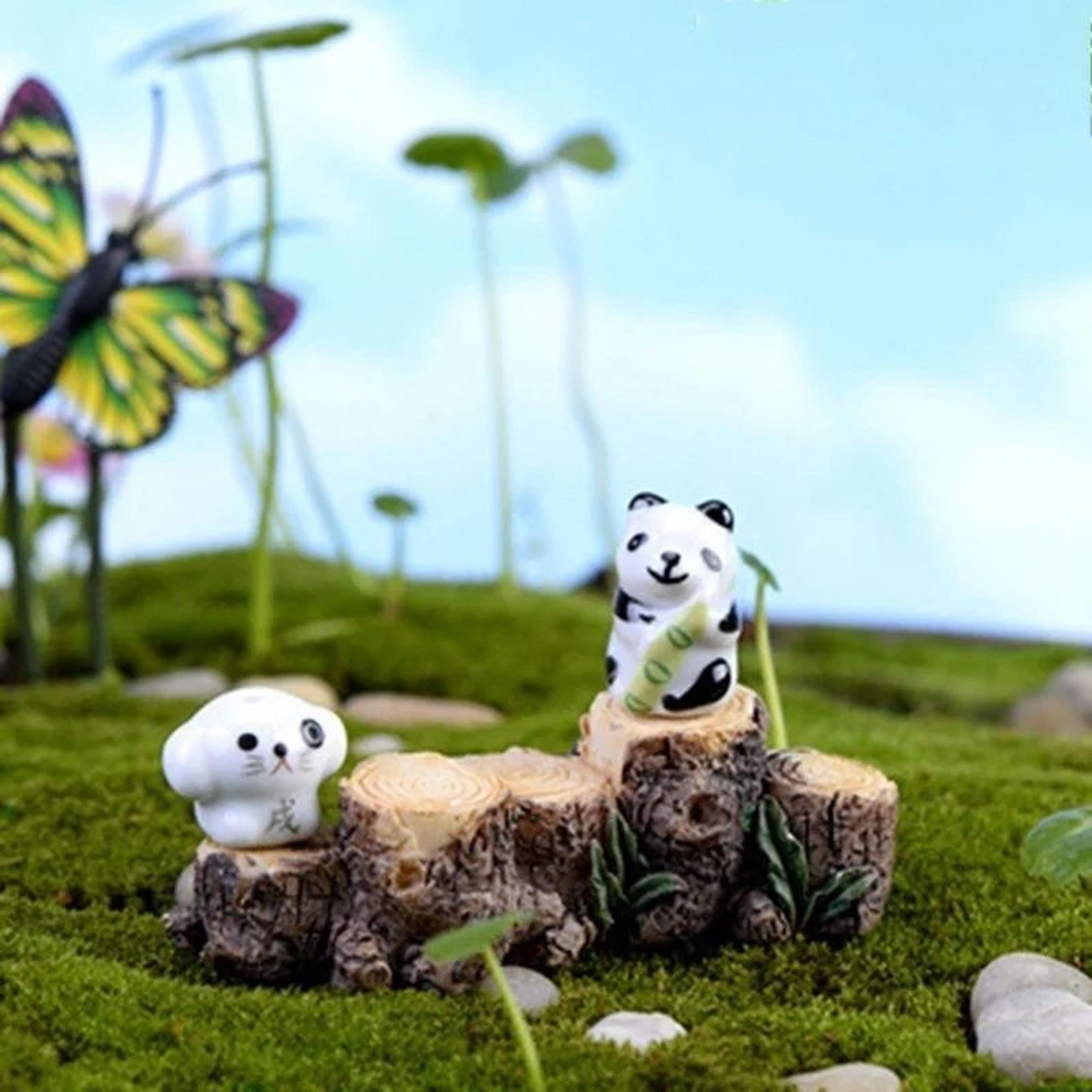 mini tree stump bridge figurine – resin fairy garden miniature for terrarium & dollhouse decor