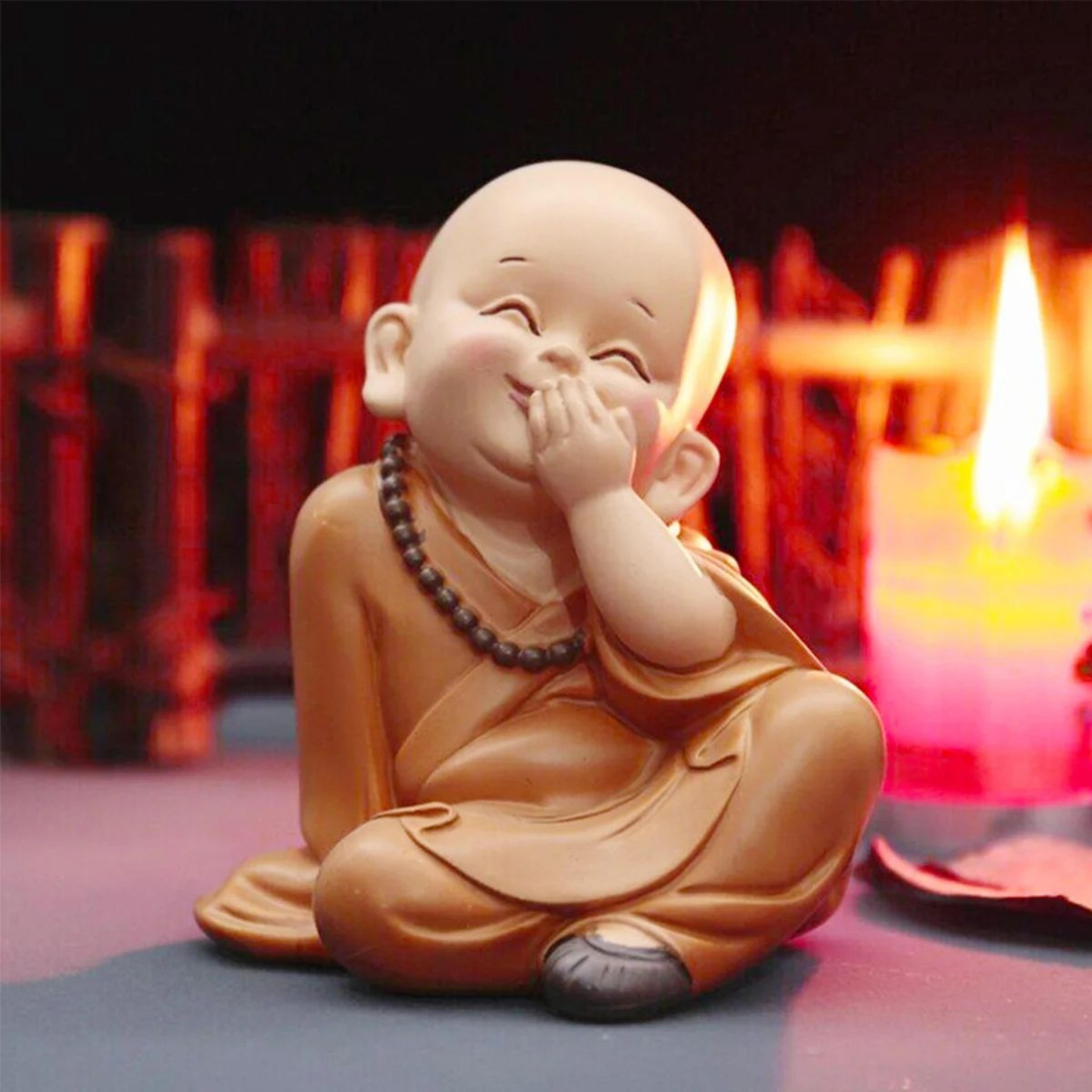 cute little monk resin figurine – handmade buddha monk statue for desk decor, home decor & gift idea
