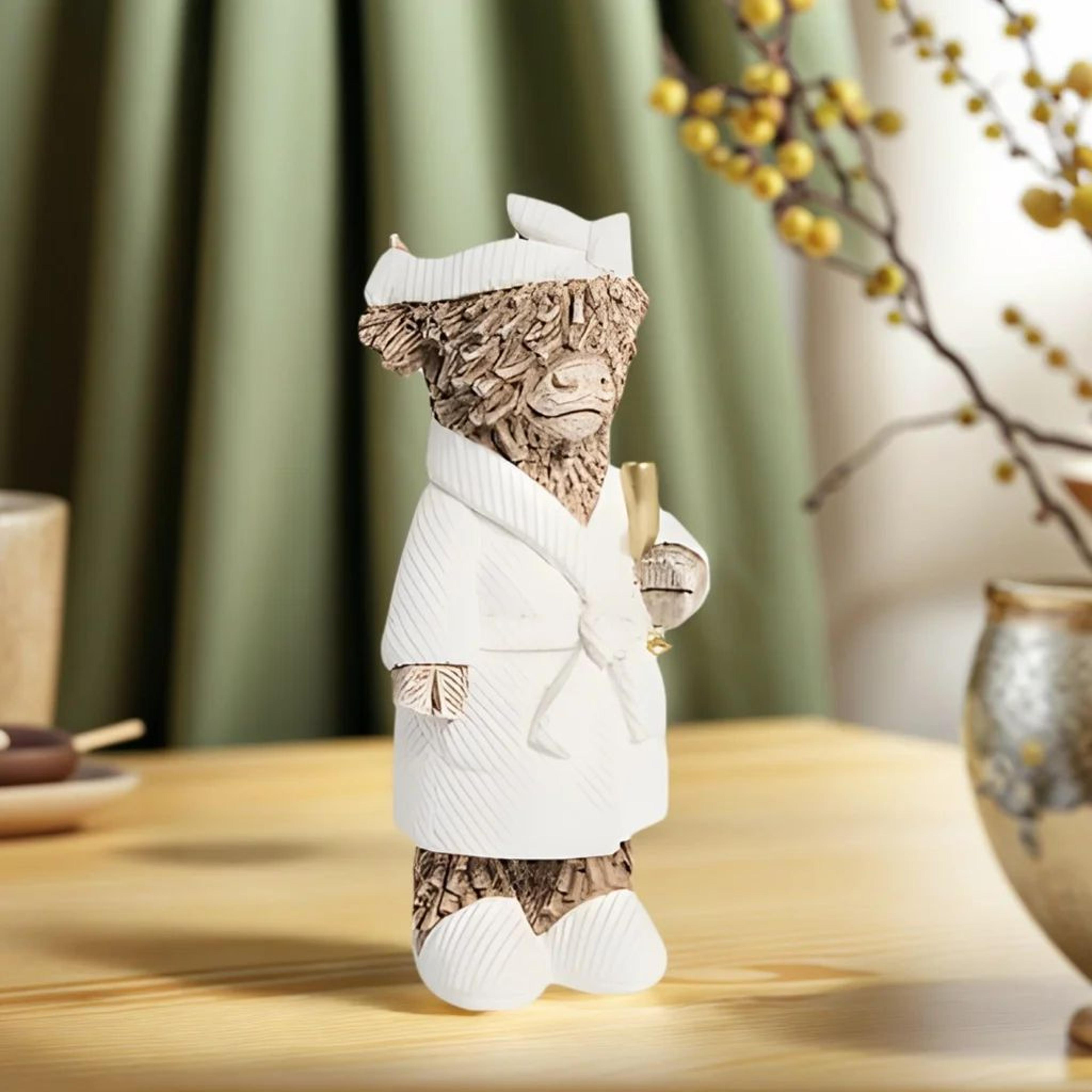 highland cow champagne resin statue – rustic farmhouse animal figurine home decor & gift
