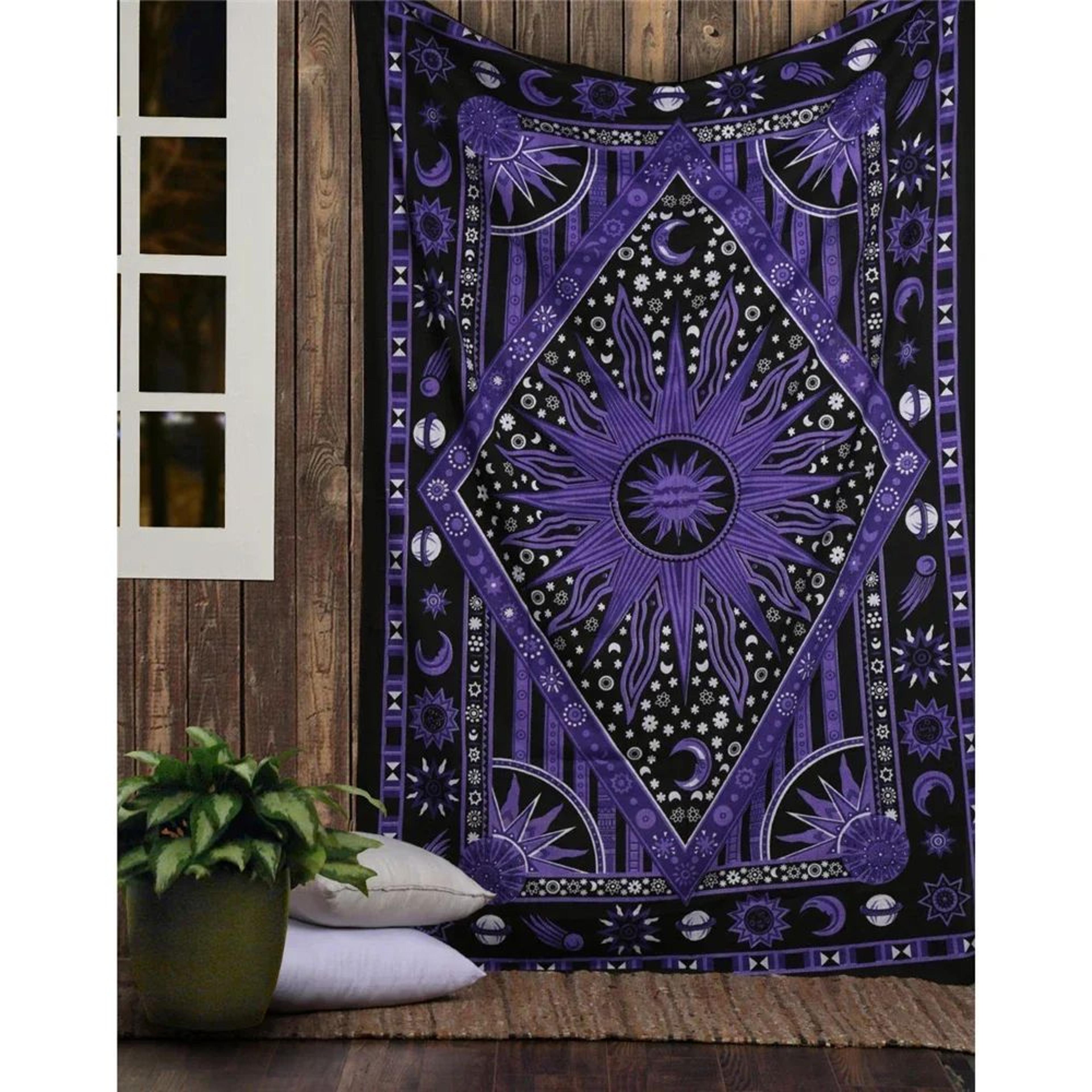 indian tarot mandala tapestry – bohemian hippie wall hanging for bedroom & living room decor