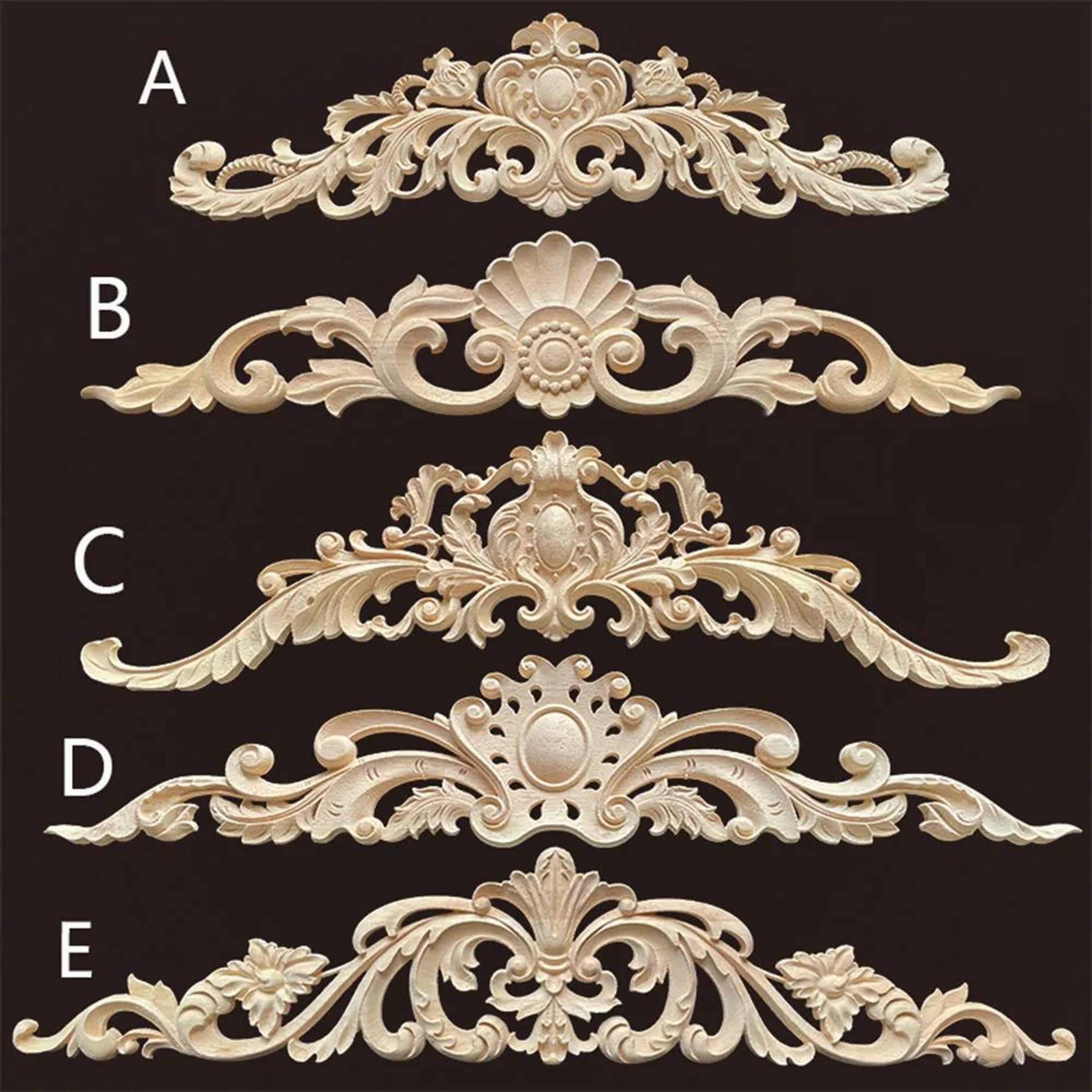 natural wood carved appliques & onlays – floral furniture trim decorative corner frame for wall, door & diy crafts