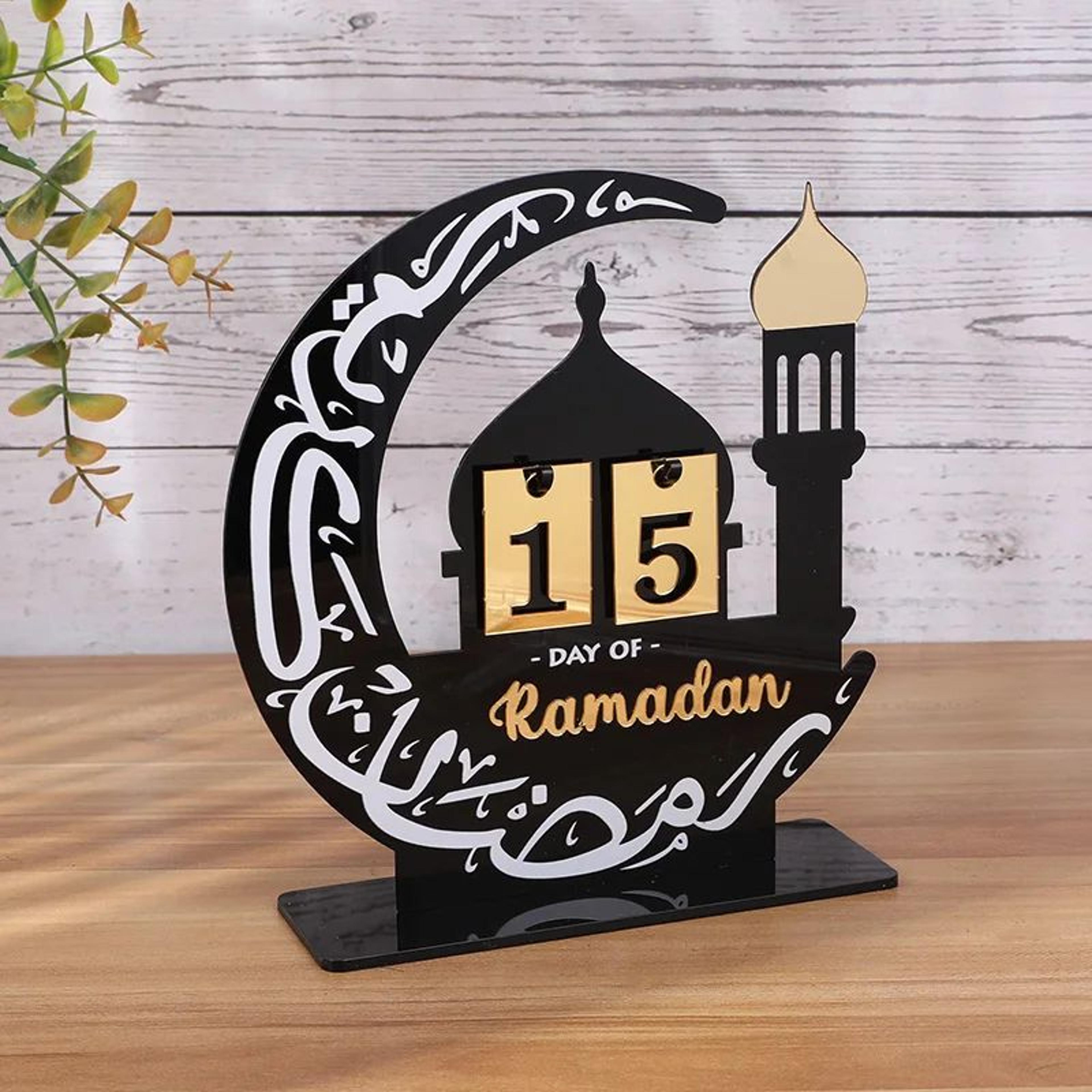 black gold ramadan countdown calendar – acrylic eid mubarak decor with replaceable numbers