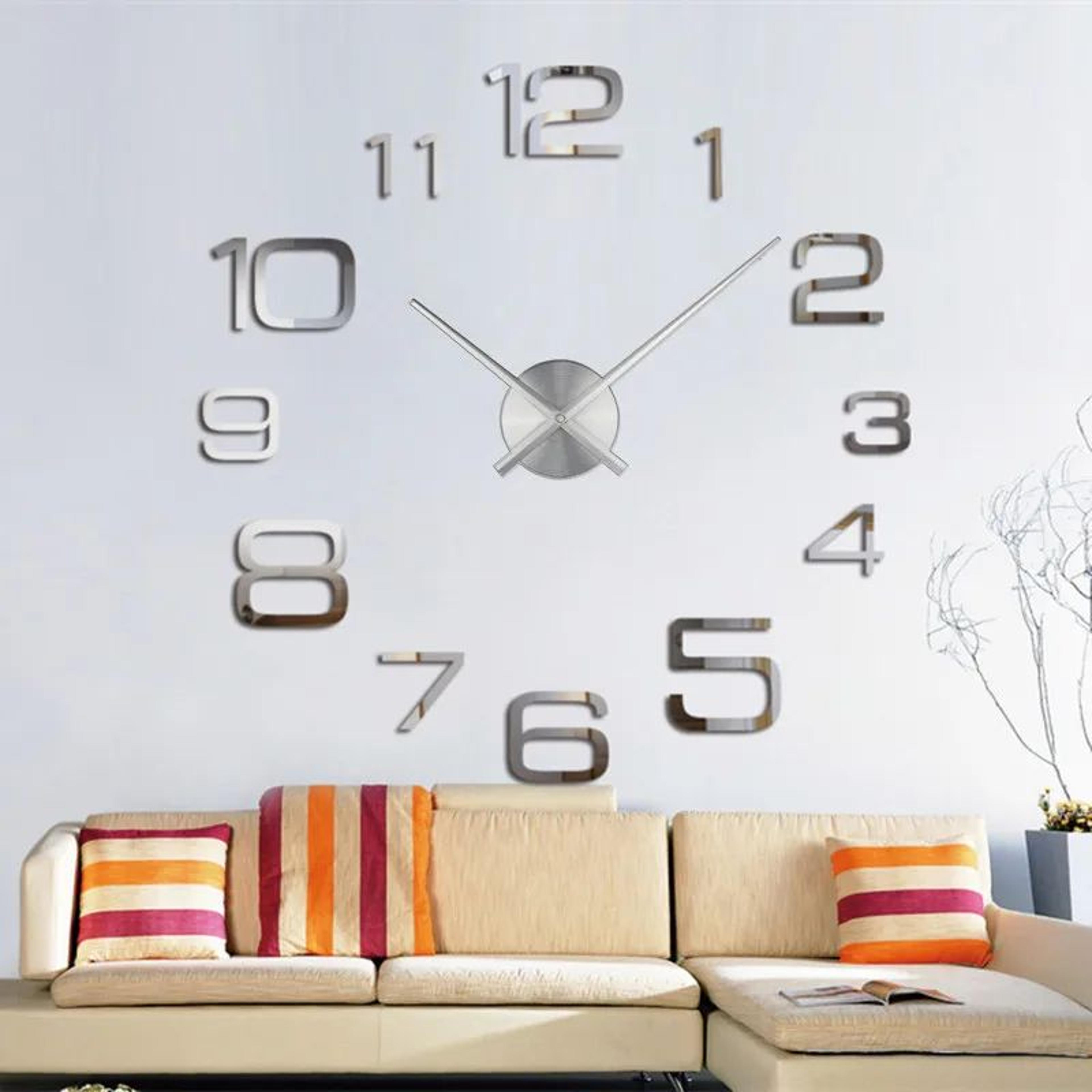 modern 3d diy wall clock – large acrylic mirror sticker quartz clock for living room home decor