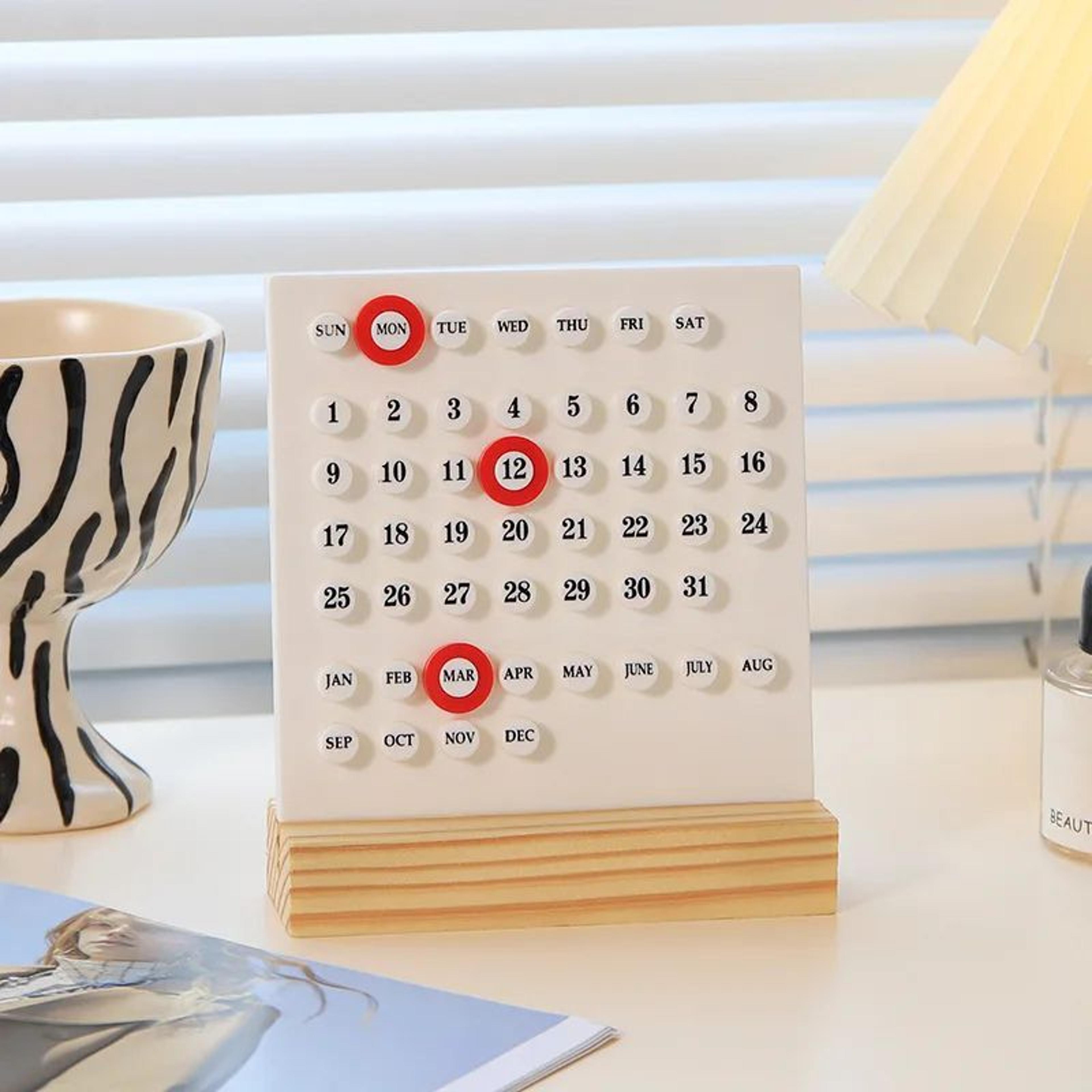 modern minimalist perpetual desk calendar – creative plastic desktop calendar for office & home decor