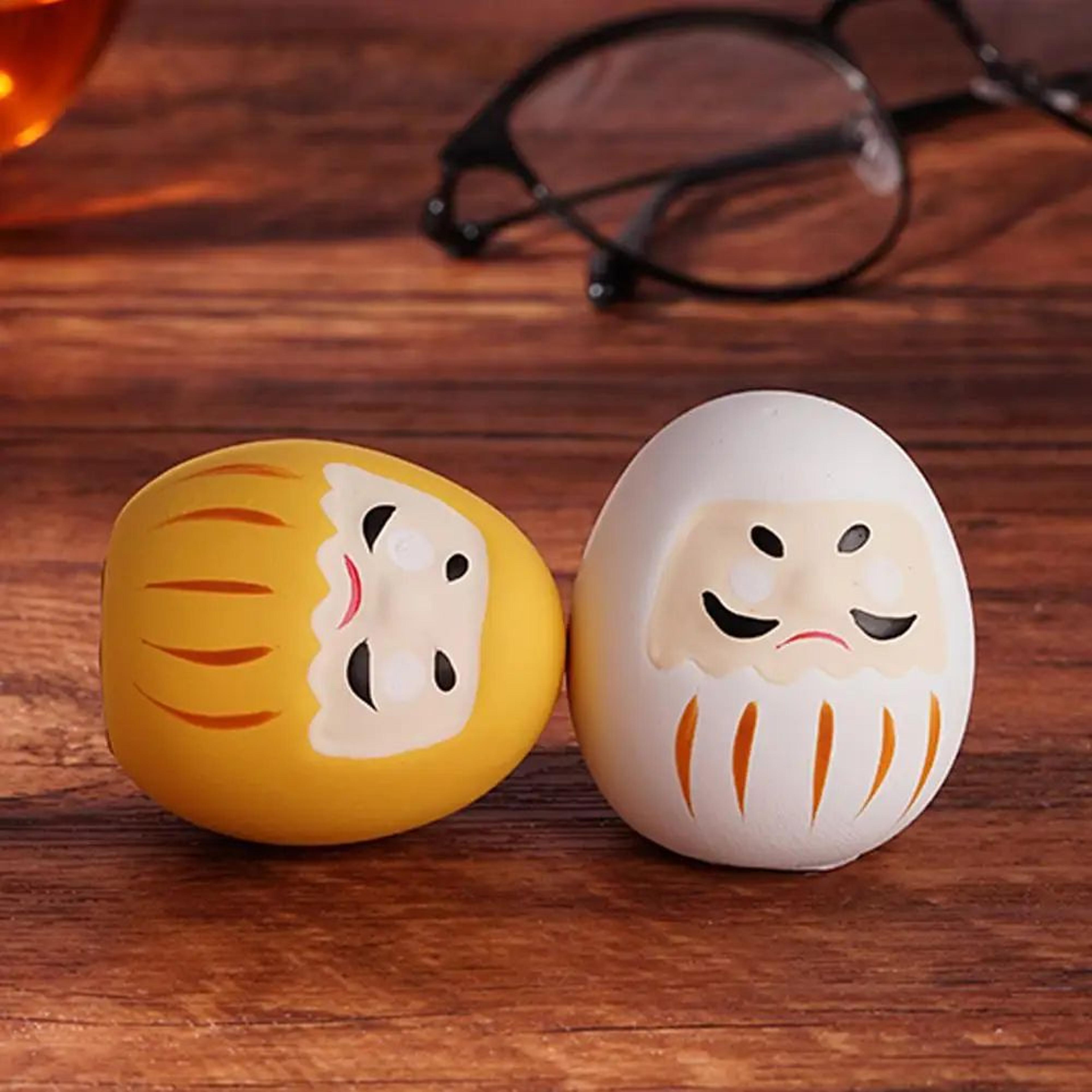 japanese ceramic daruma doll miniature – lucky fortune charm ornament for home decor & gifts