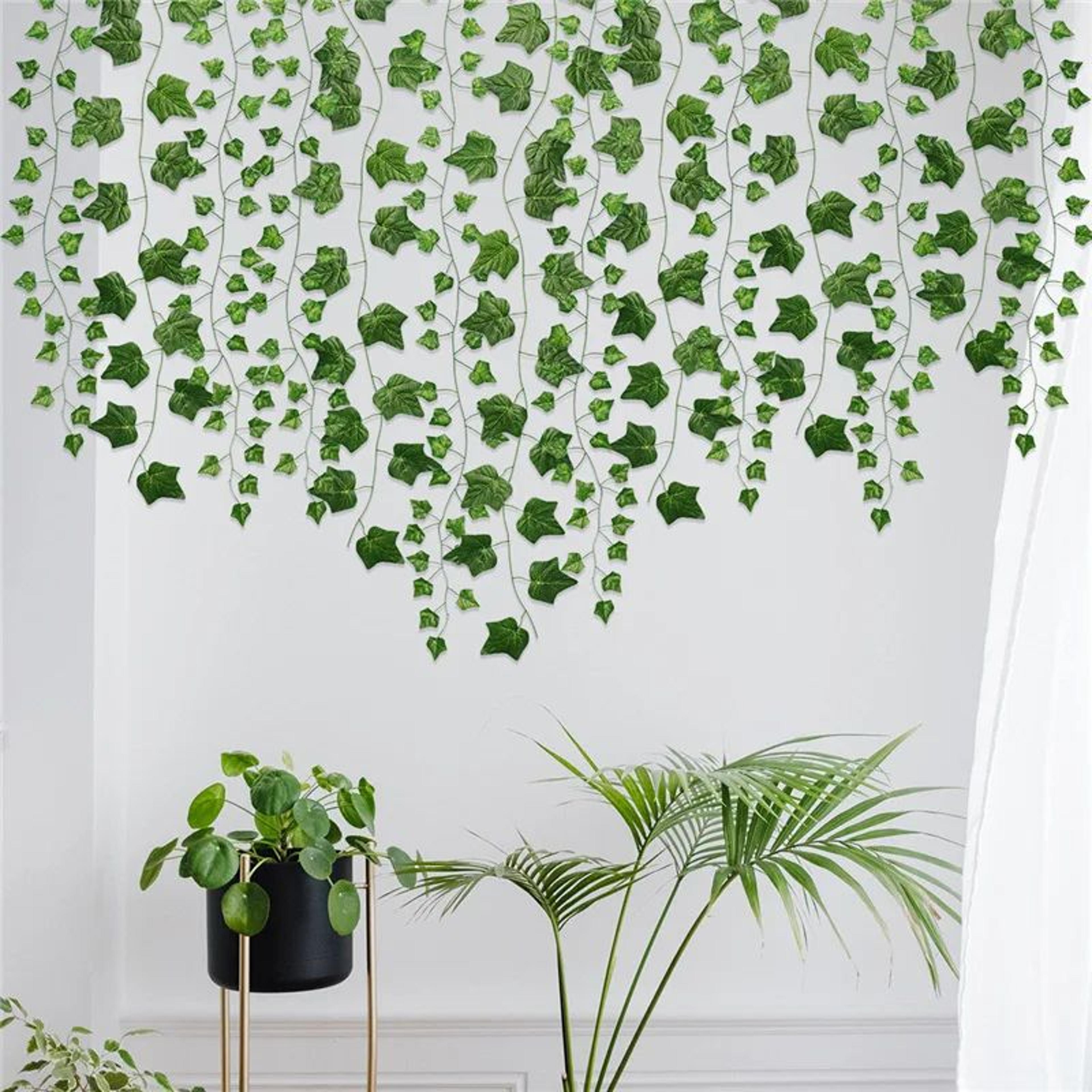 86.61 in artificial ivy garland – green fake leaves vine for wall, home & garden decor