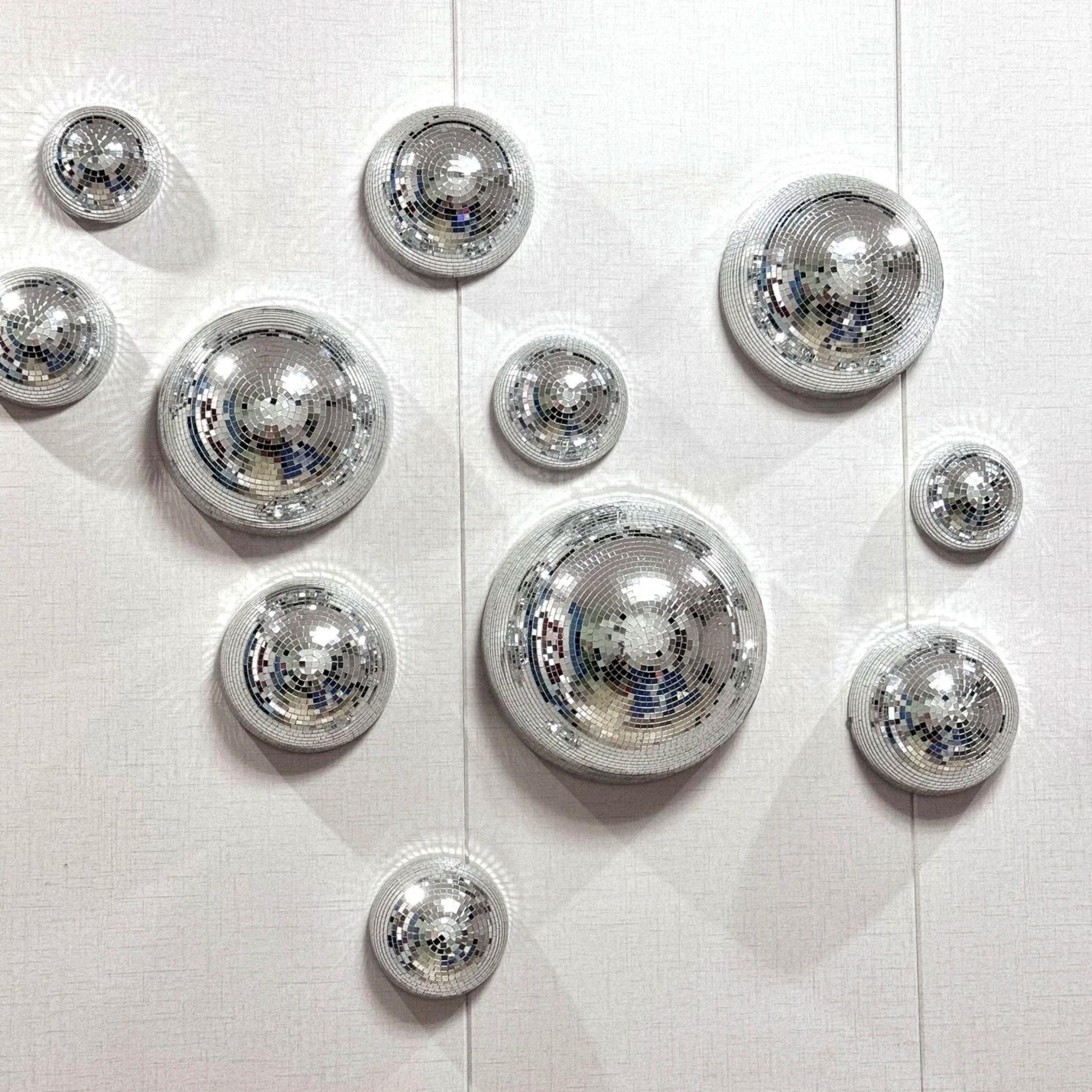 wall mounted disco ball mirror decor – metallic half sphere mirror ball for home, wedding & party wall art