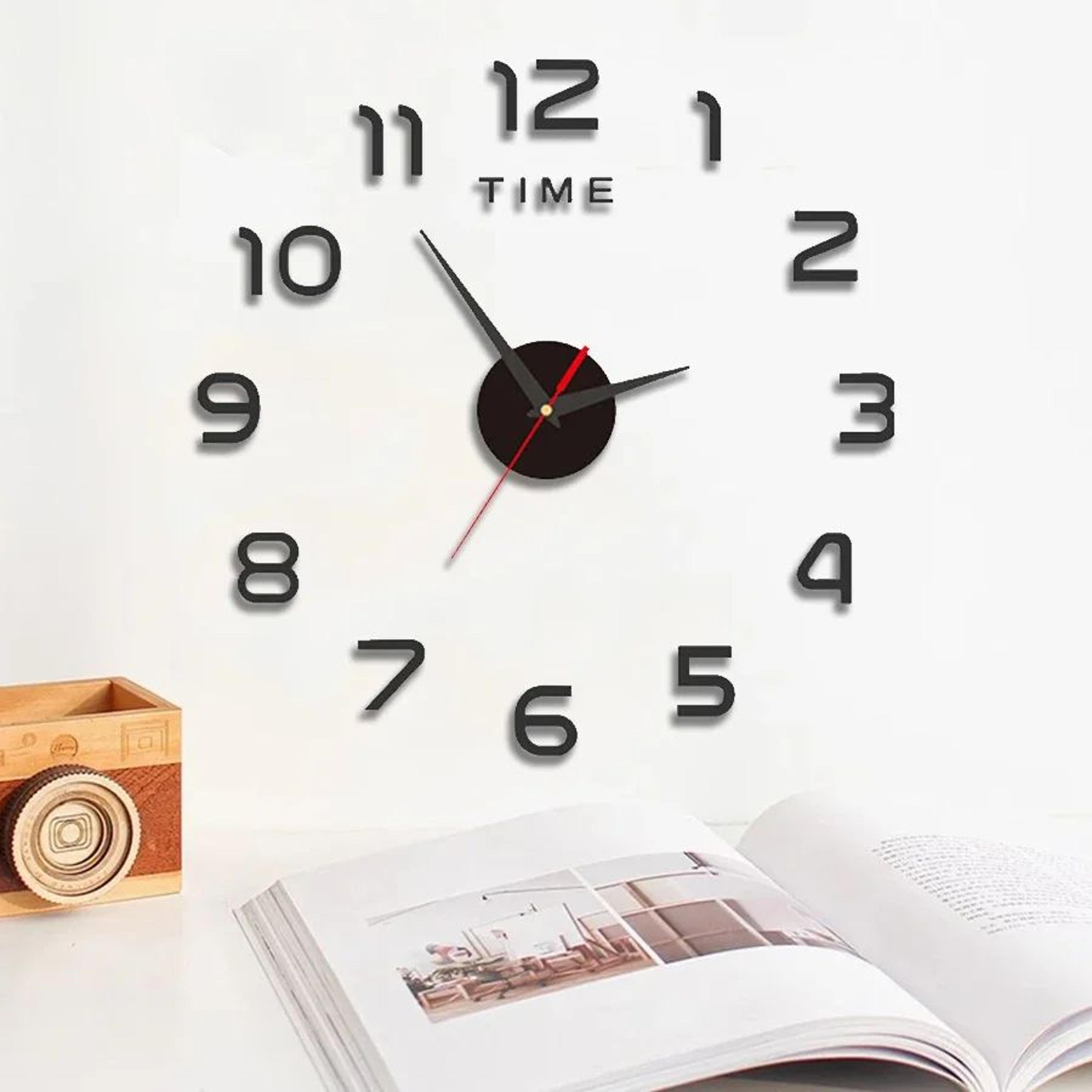 large 3d diy wall clock sticker – silent modern punch-free home decor