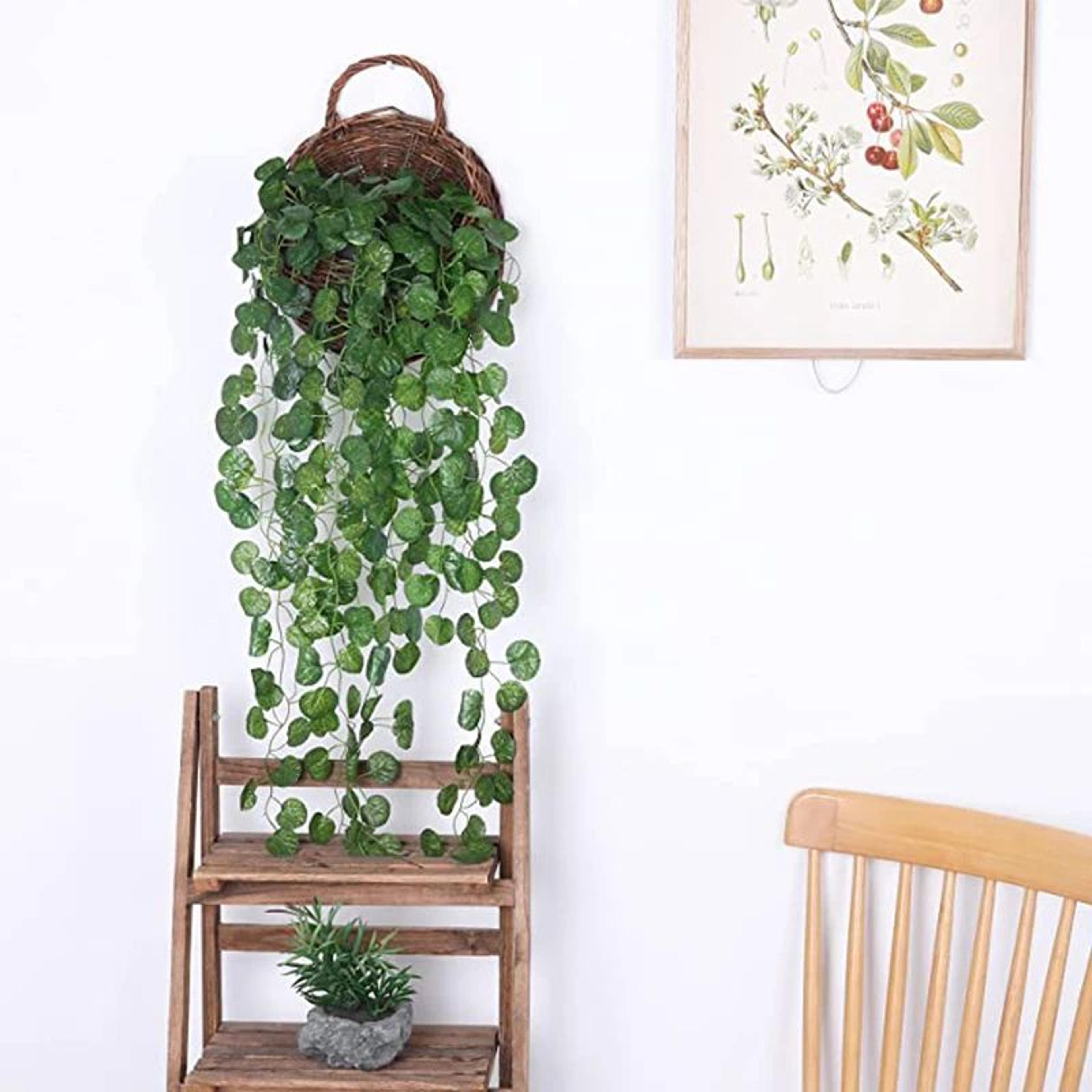 artificial rattan ivy hanging plant garland – lush green fake vine wall & garden decor