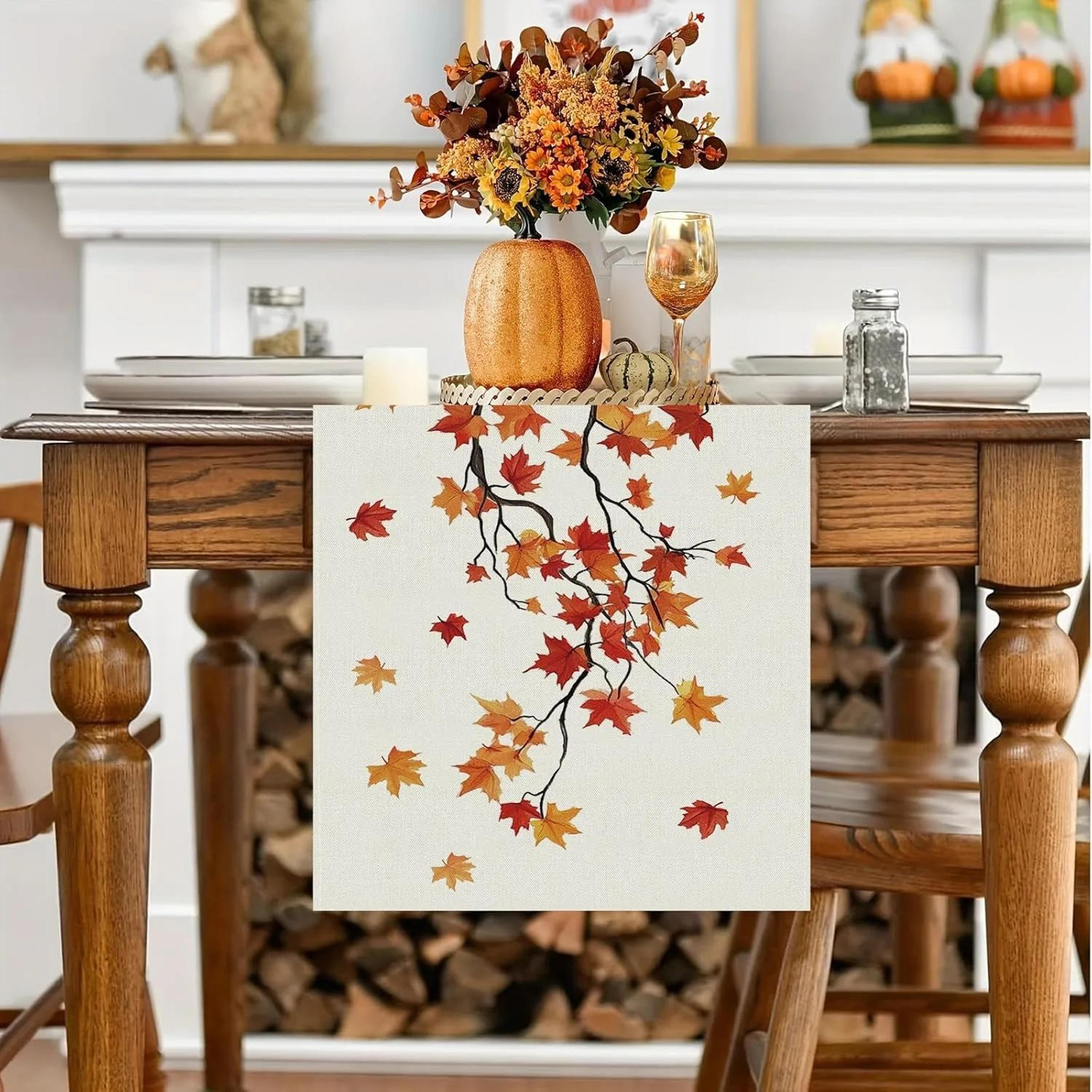 maple leaf burlap table runner for dining table – autumn farmhouse rustic table decor