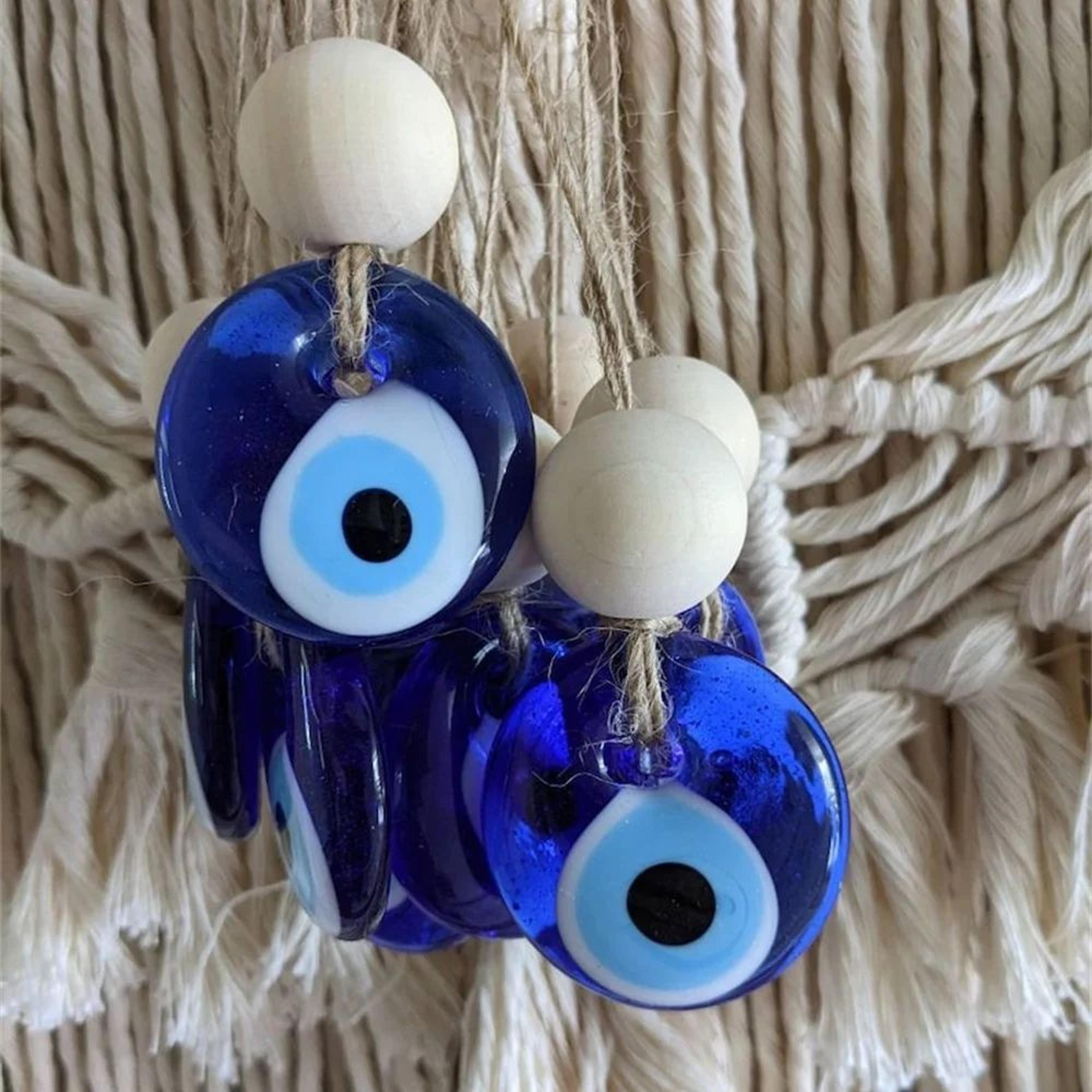 turkish evil eye wall hanging decor – blue glass protection charm home gift