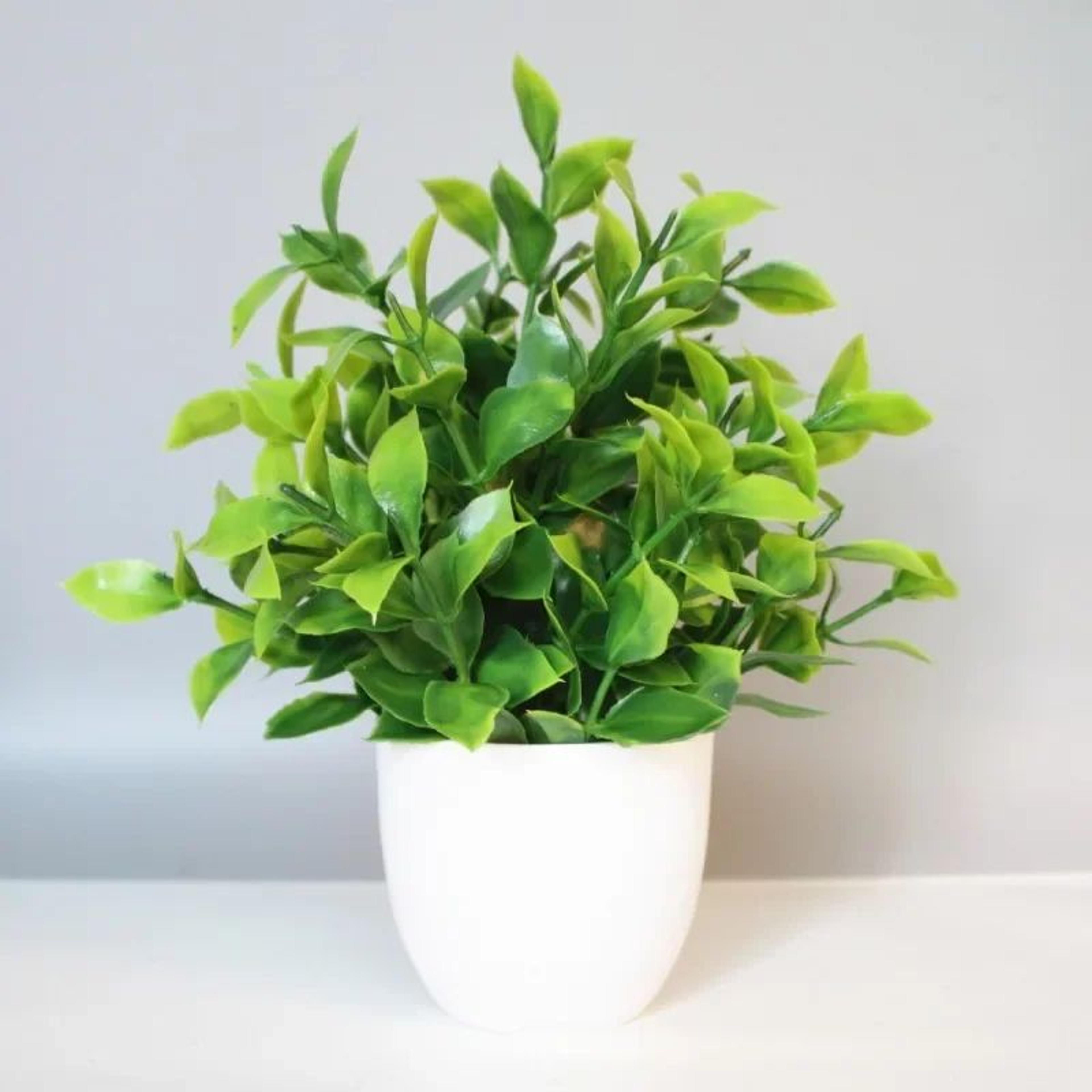 artificial potted plant bonsai – realistic faux green plant for indoor & outdoor home decor