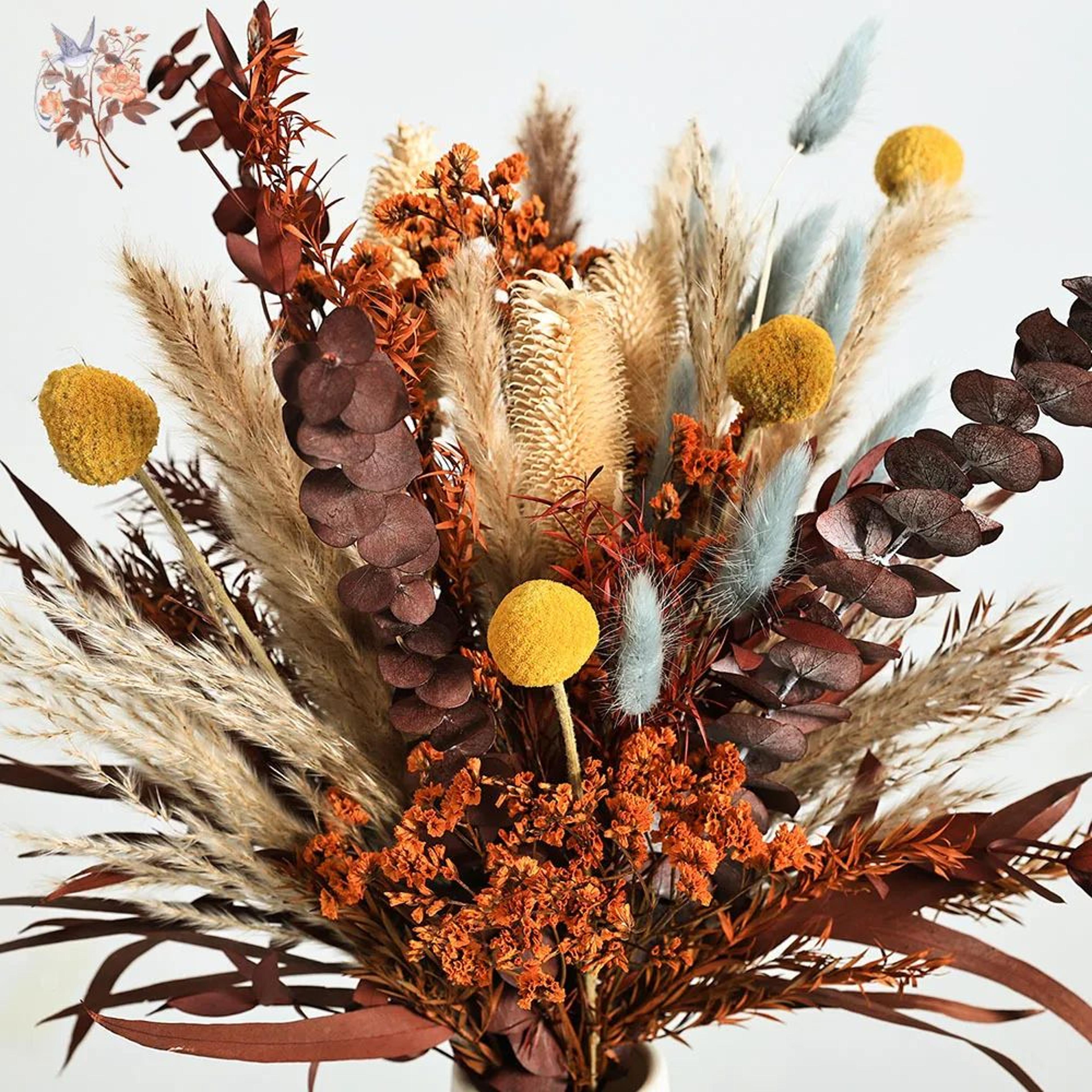 preserved eucalyptus & pampas bouquet set – boho dried flower decor for weddings & home styling