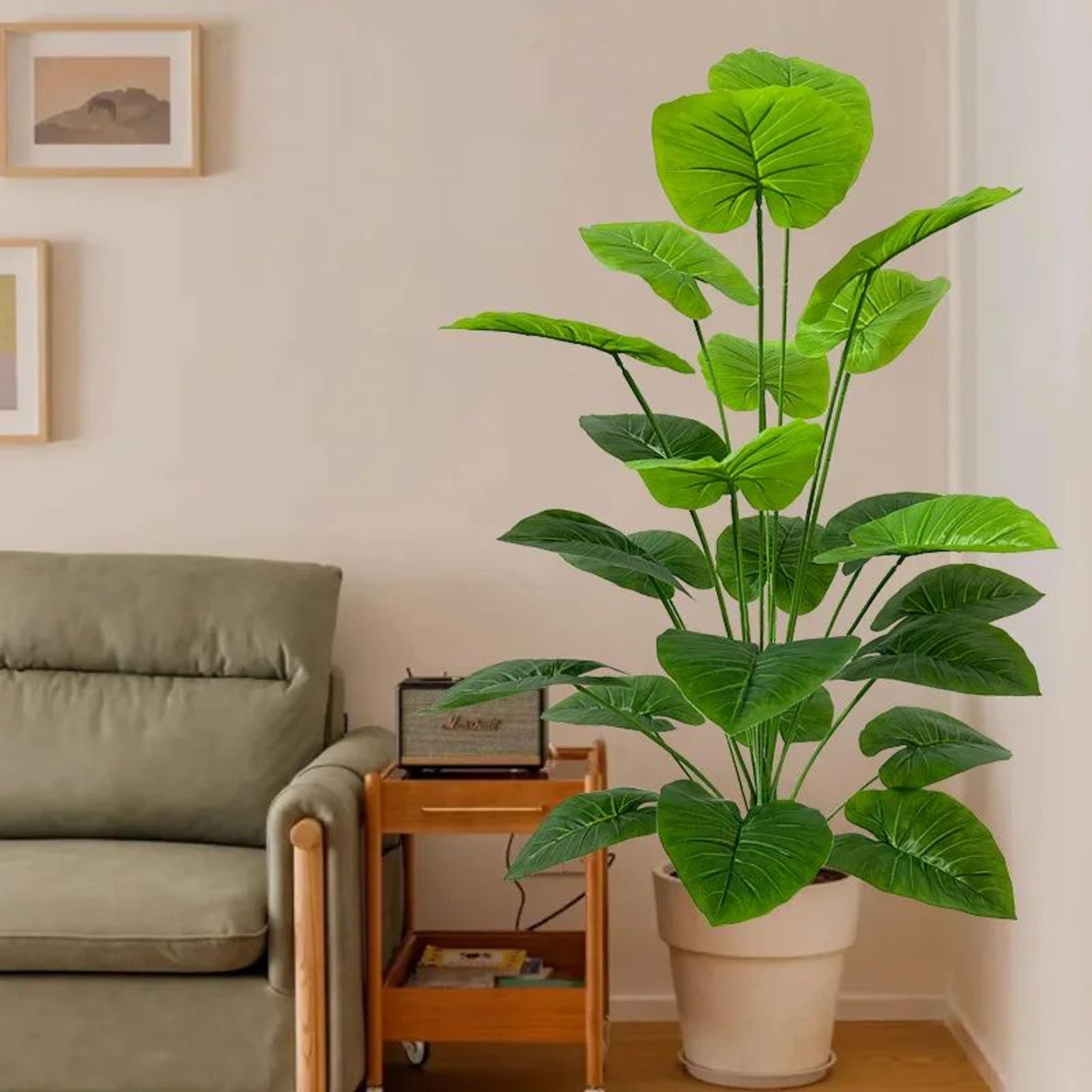 43.3in giant artificial green tree – realistic lush faux plant for indoor & outdoor home, office & event decor