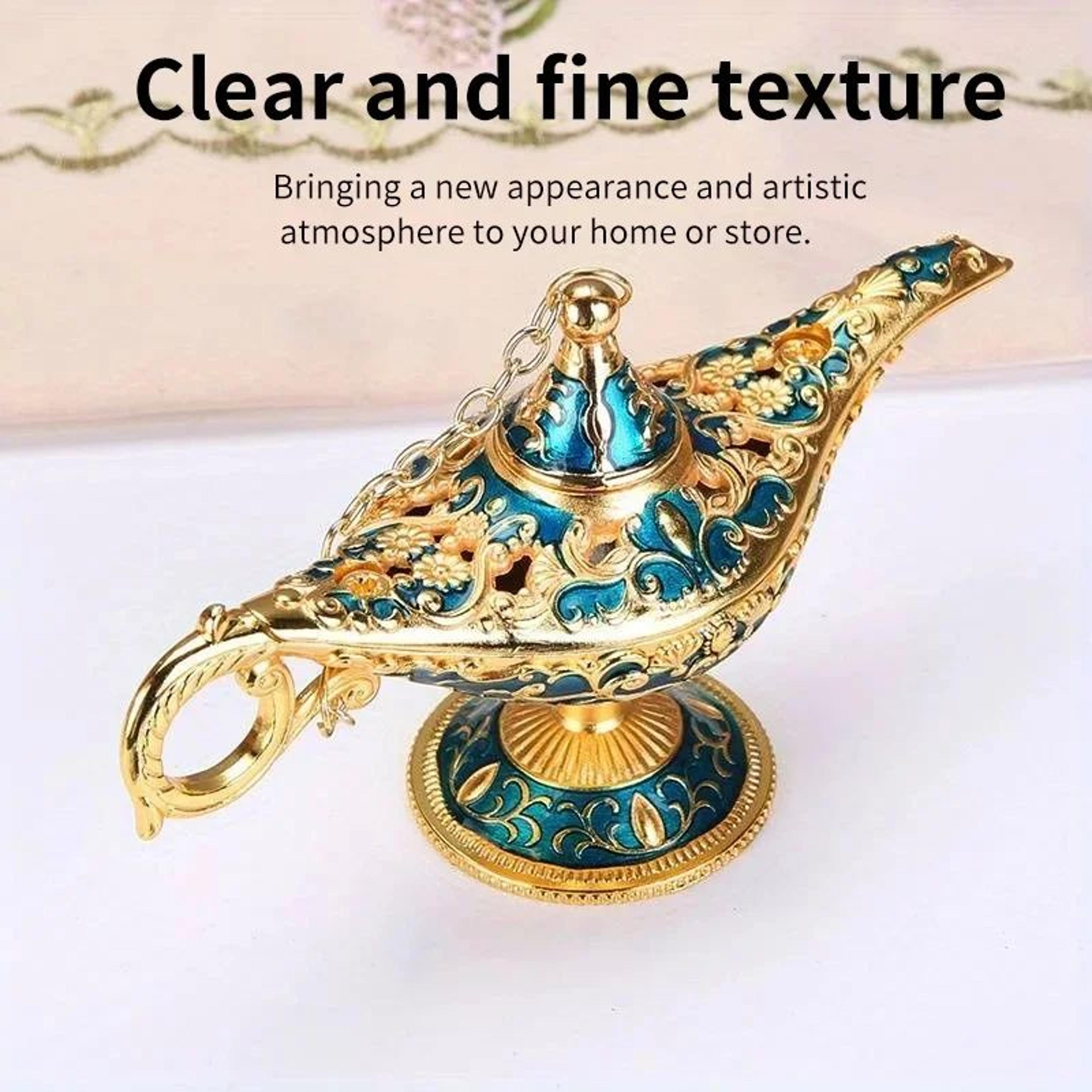 vintage aladdin magic lamp ornament – retro metal jewelry storage decor for home & gift