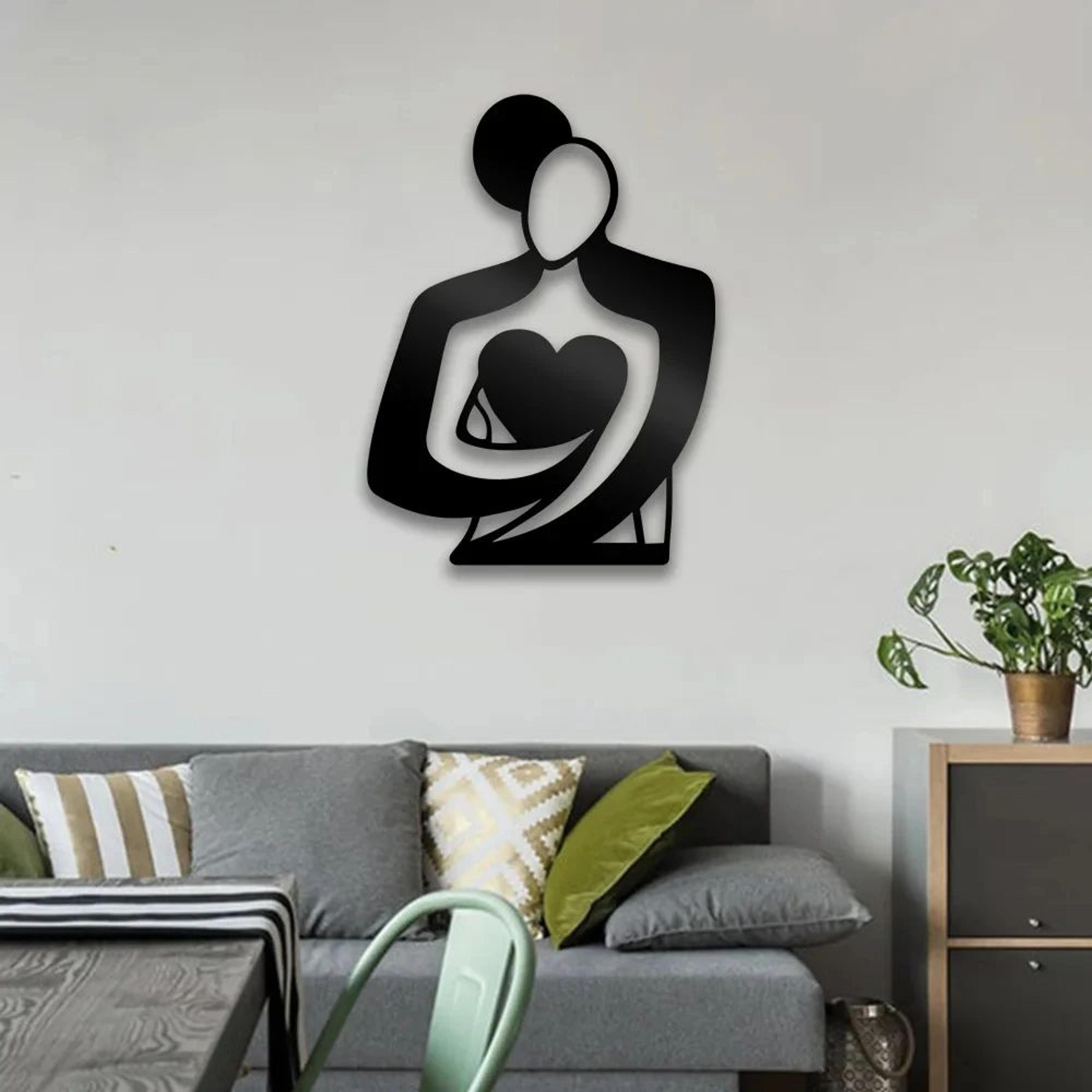 embrace love metal wall decor sign – modern aesthetic vinyl wall hanging for bedroom, living room & door decor
