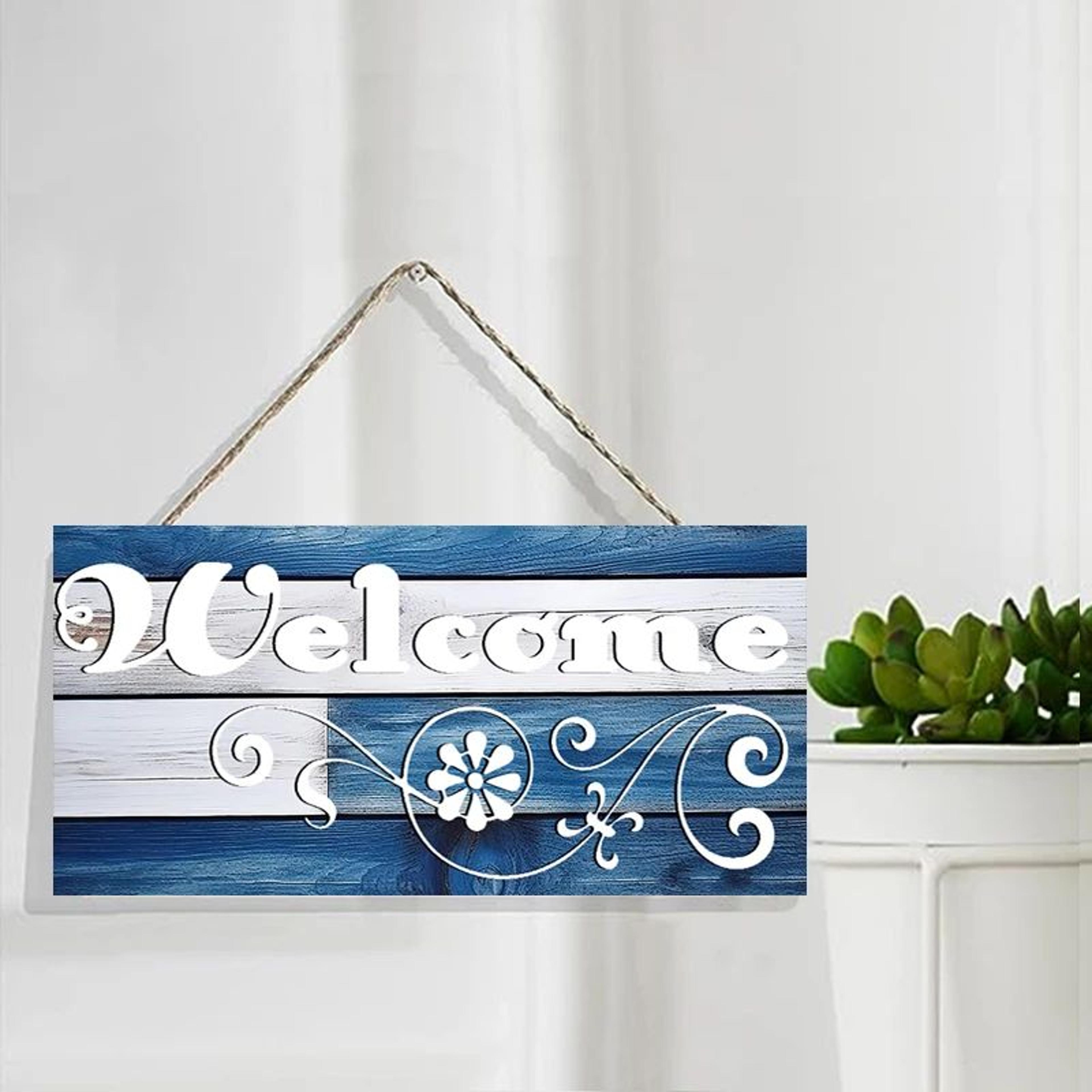 rustic welcome wooden wall sign – farmhouse door hanging plaque for front door & home decor